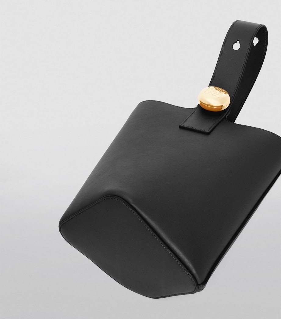 Mini Leather Pebble Bucket Bag BLACK Image 5