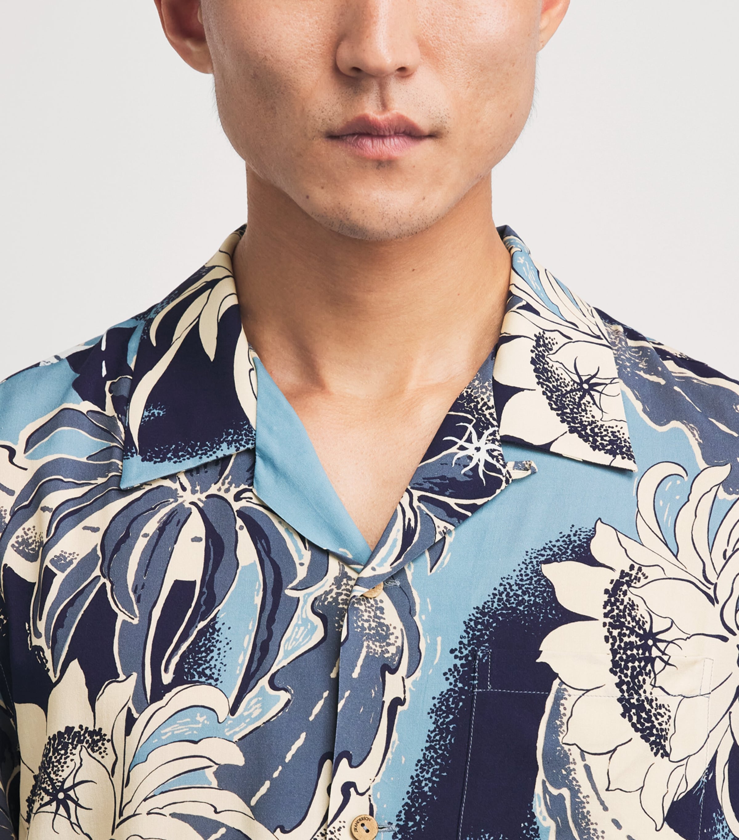 JW Anderson Mens Floral Print Shirt Sapphire Image 3