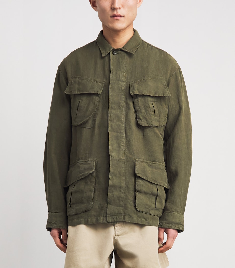 Polo Ralph Lauren Mens Linen Utility Overshirt New Olive Image 4