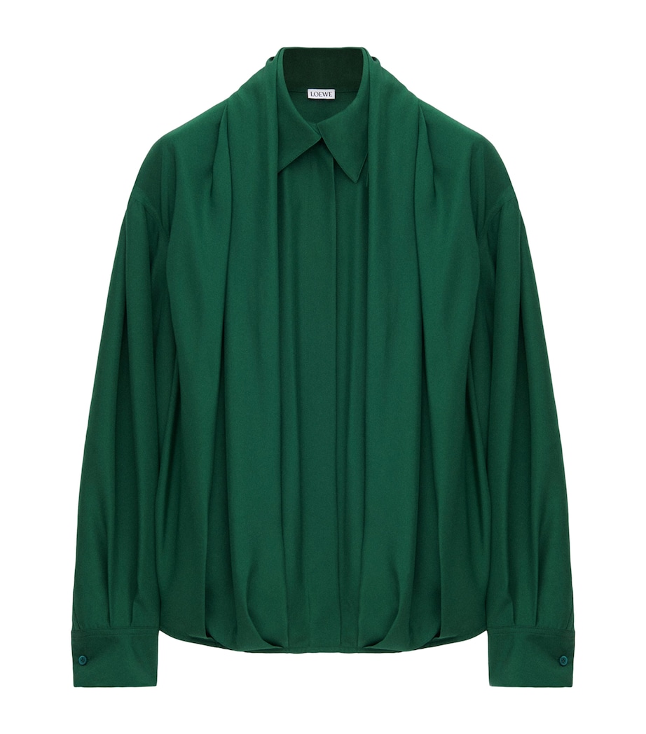 Silk Draped Shirt DARK GREEN Image 1
