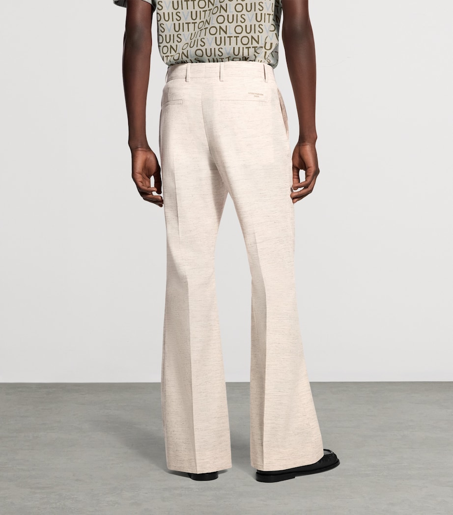 LOUIS VUITTON Mens Wool Bootleg Flared Trousers Beige Melange Image 4