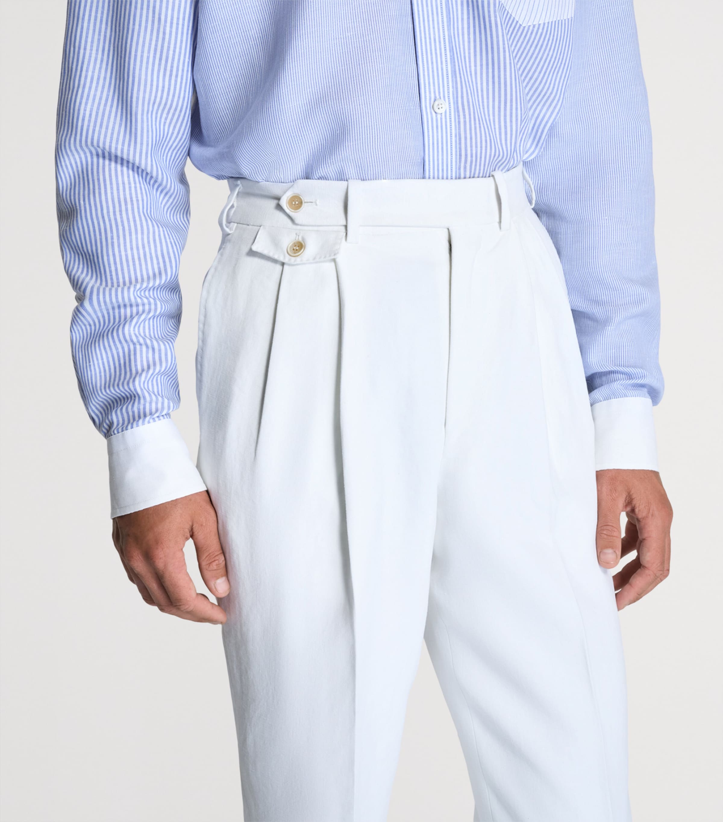 Dunhill Mens Linen Double-Pleated Formal Trousers Image 5