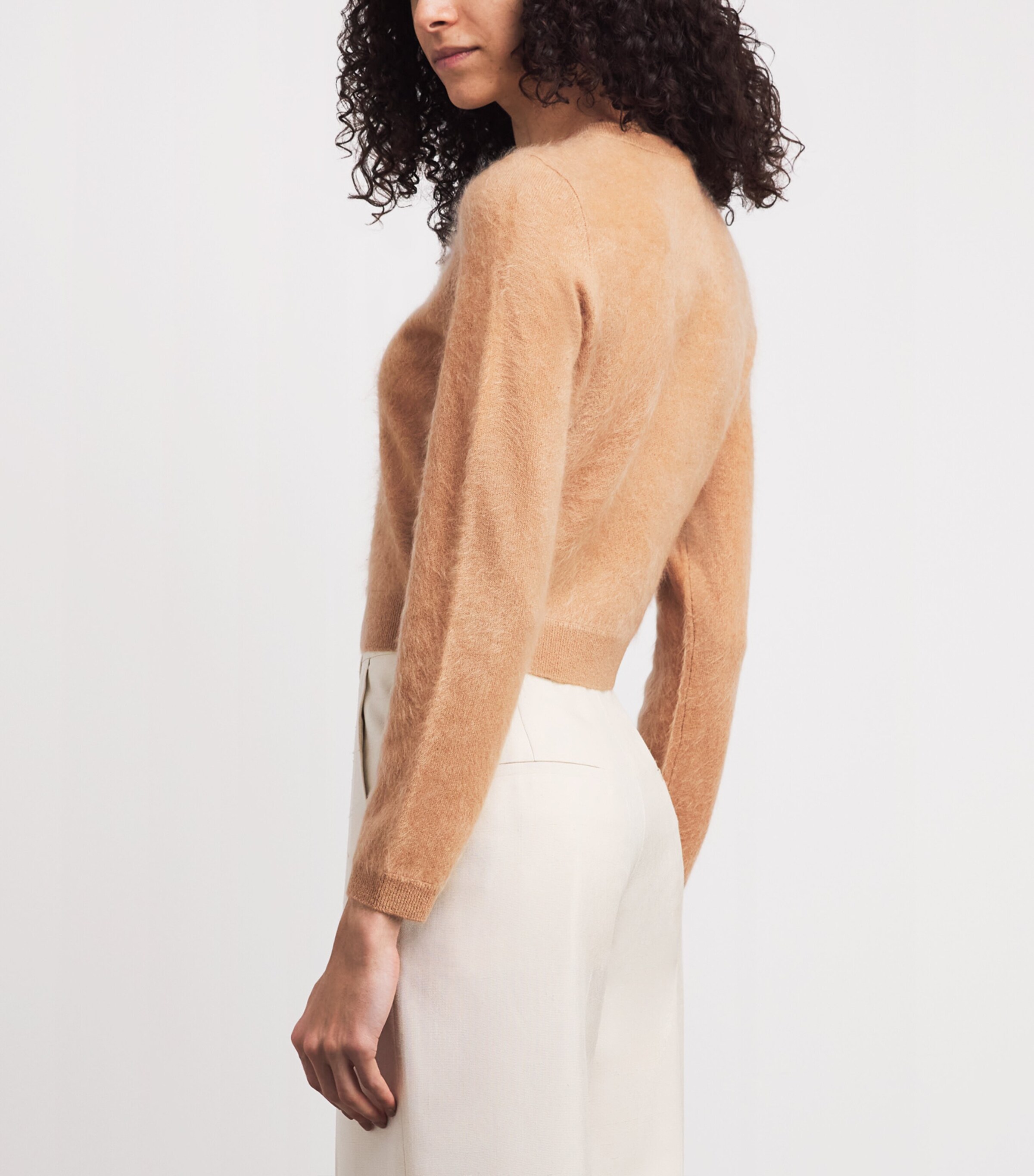Alice+Olivia Womens Brushed Cashmere-Blend Cardigan Light Praline Image 5