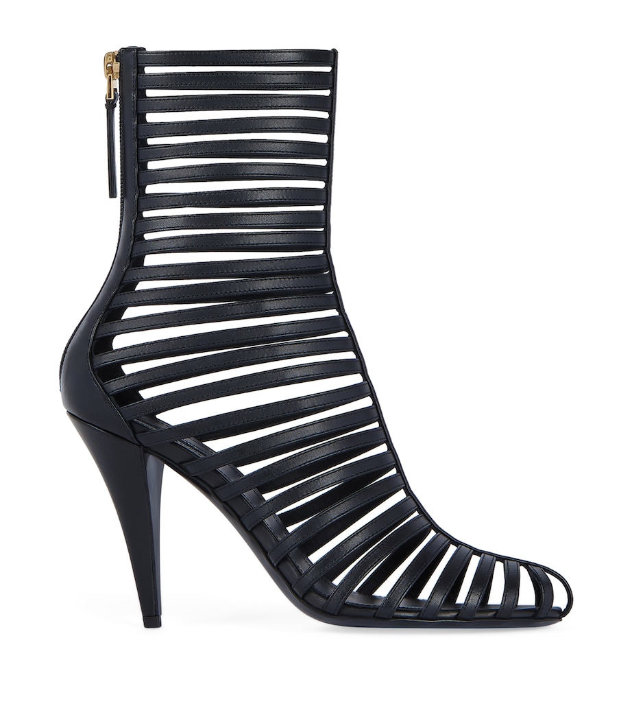 Leather Strap Ankle Boots 95 BLACK Image 1