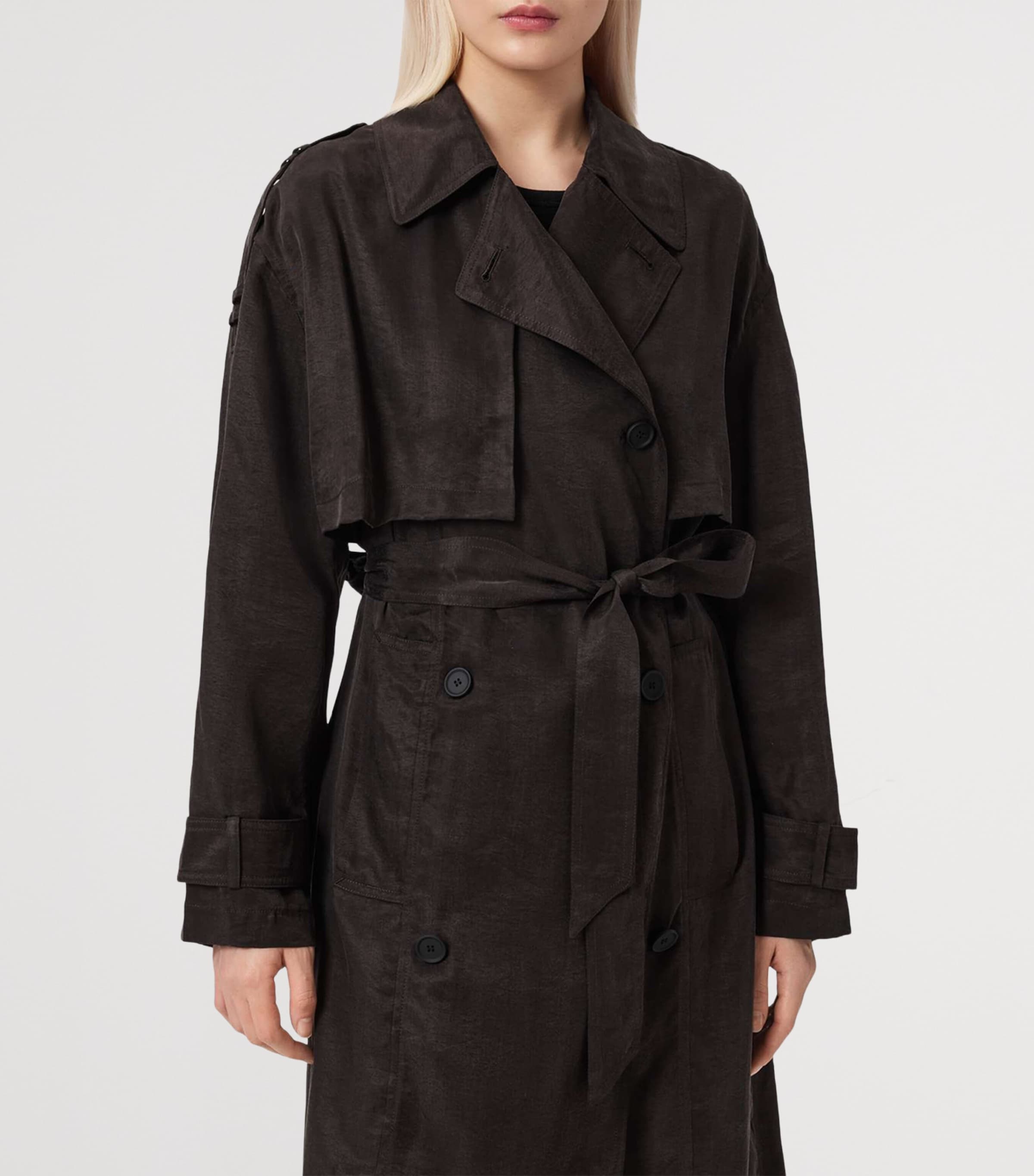 AllSaints Womens Linnie Trench Coat Torte Brown Image 5