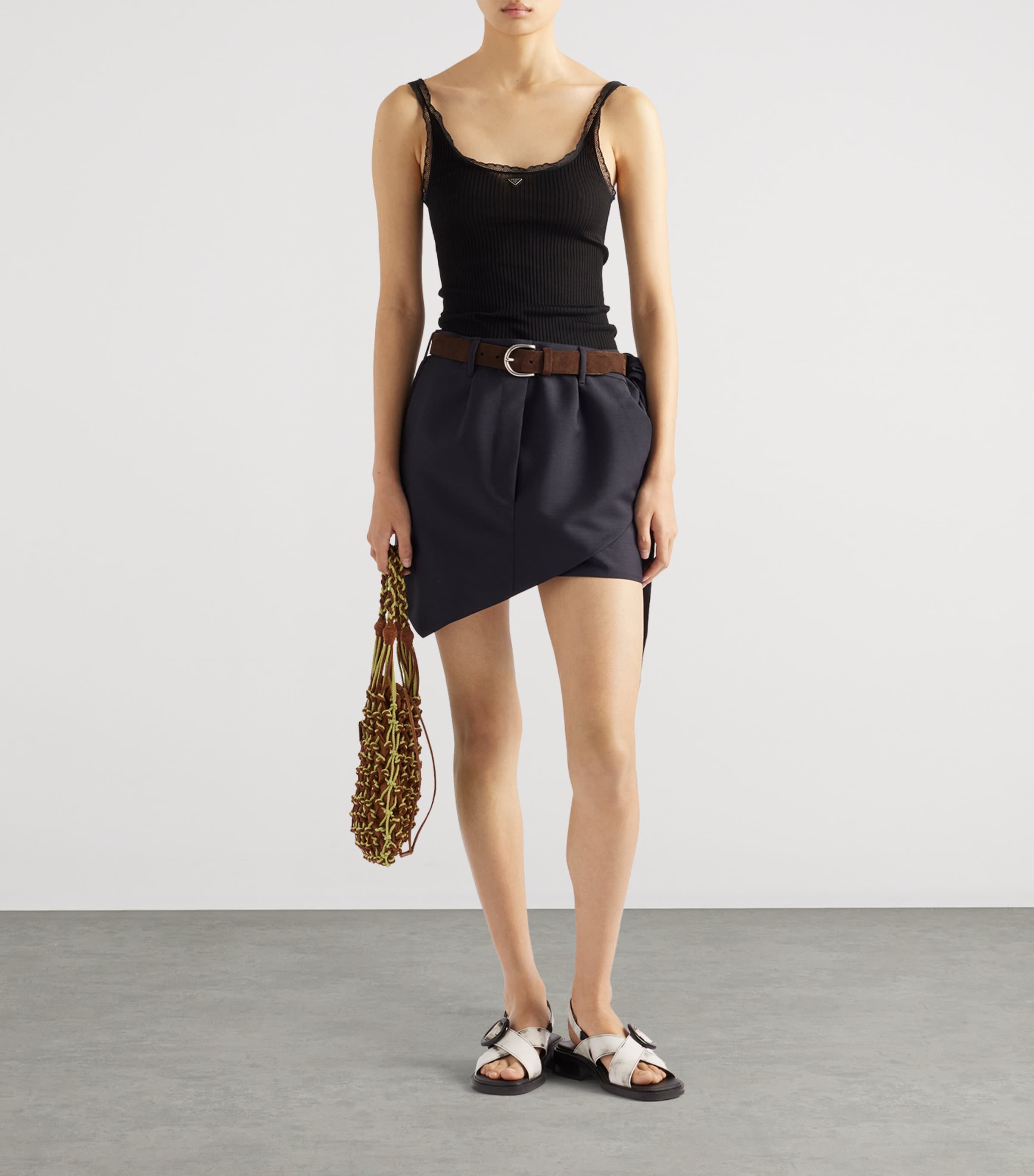 Prada Womens Cotton Ribbed Tank Top Image 2