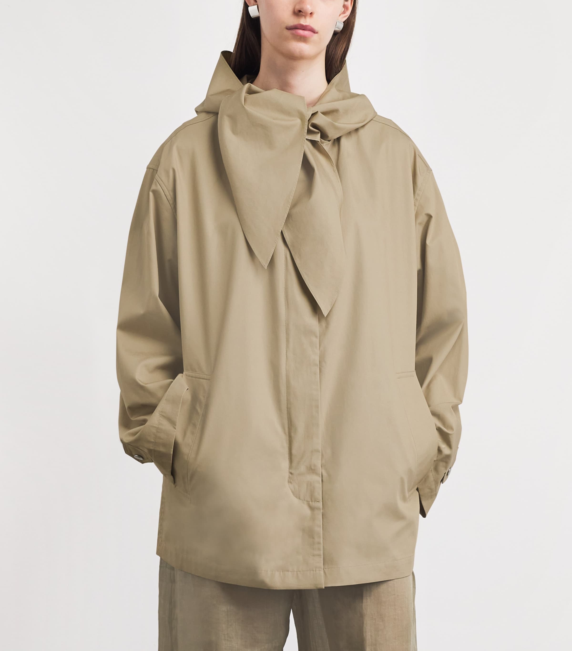 Toteme Womens Technical Windbreaker Scarf Jacket Cashew Image 4