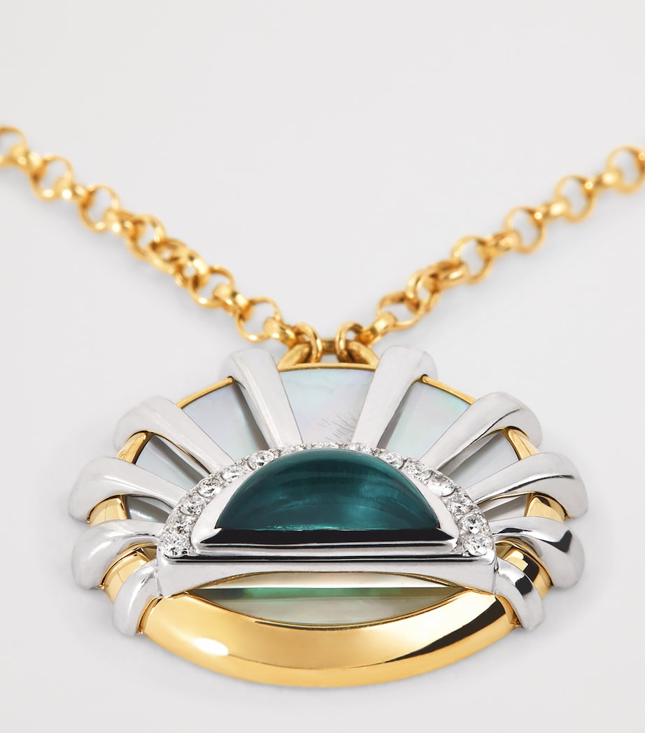 L'ATELIER NAWBAR Yellow Gold, Diamond, Topaz and Pearl N*93 Sun Dawn Necklace Mixed Gold Image 5
