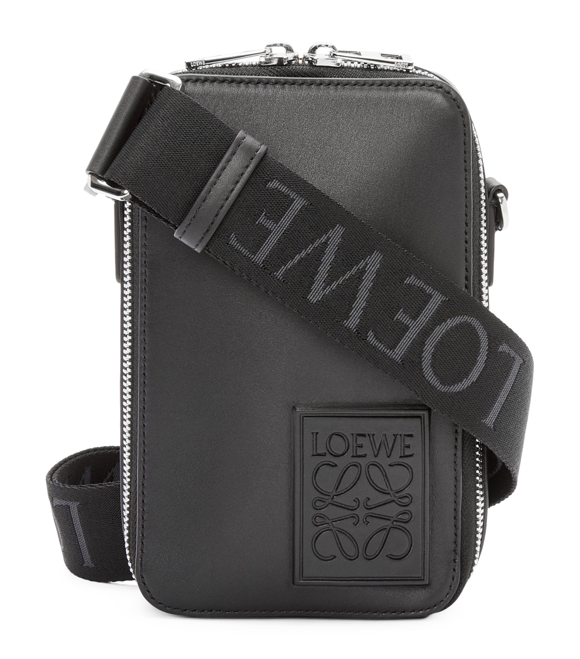 Loewe Leather Vertical Pocket Cross-body Bag In Black