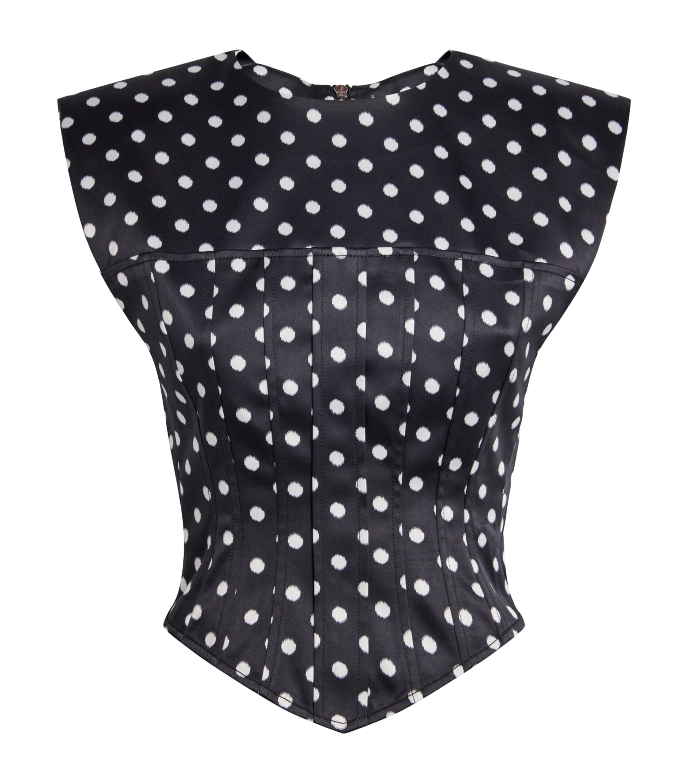 Satin Polka-Dot Corset Blouse 099 BLACK Image 1
