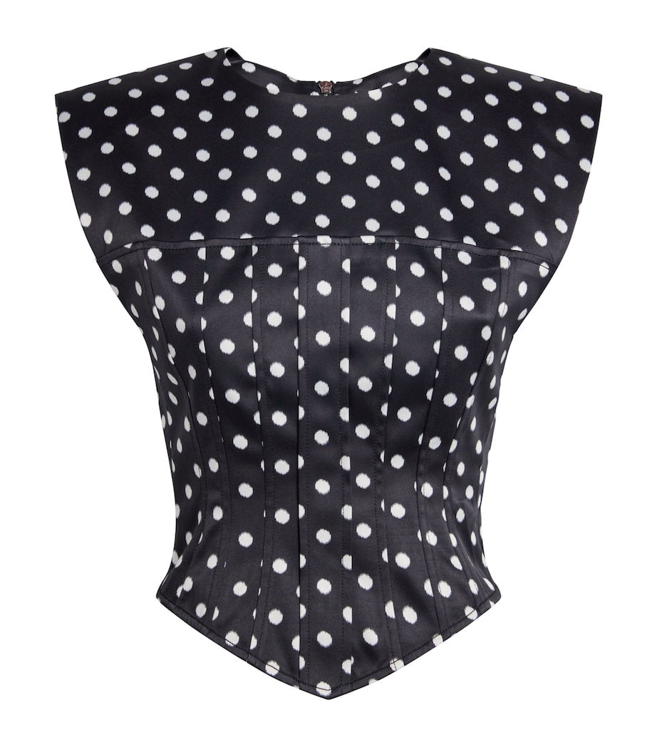 Satin Polka-Dot Corset Blouse 099 BLACK Image 1