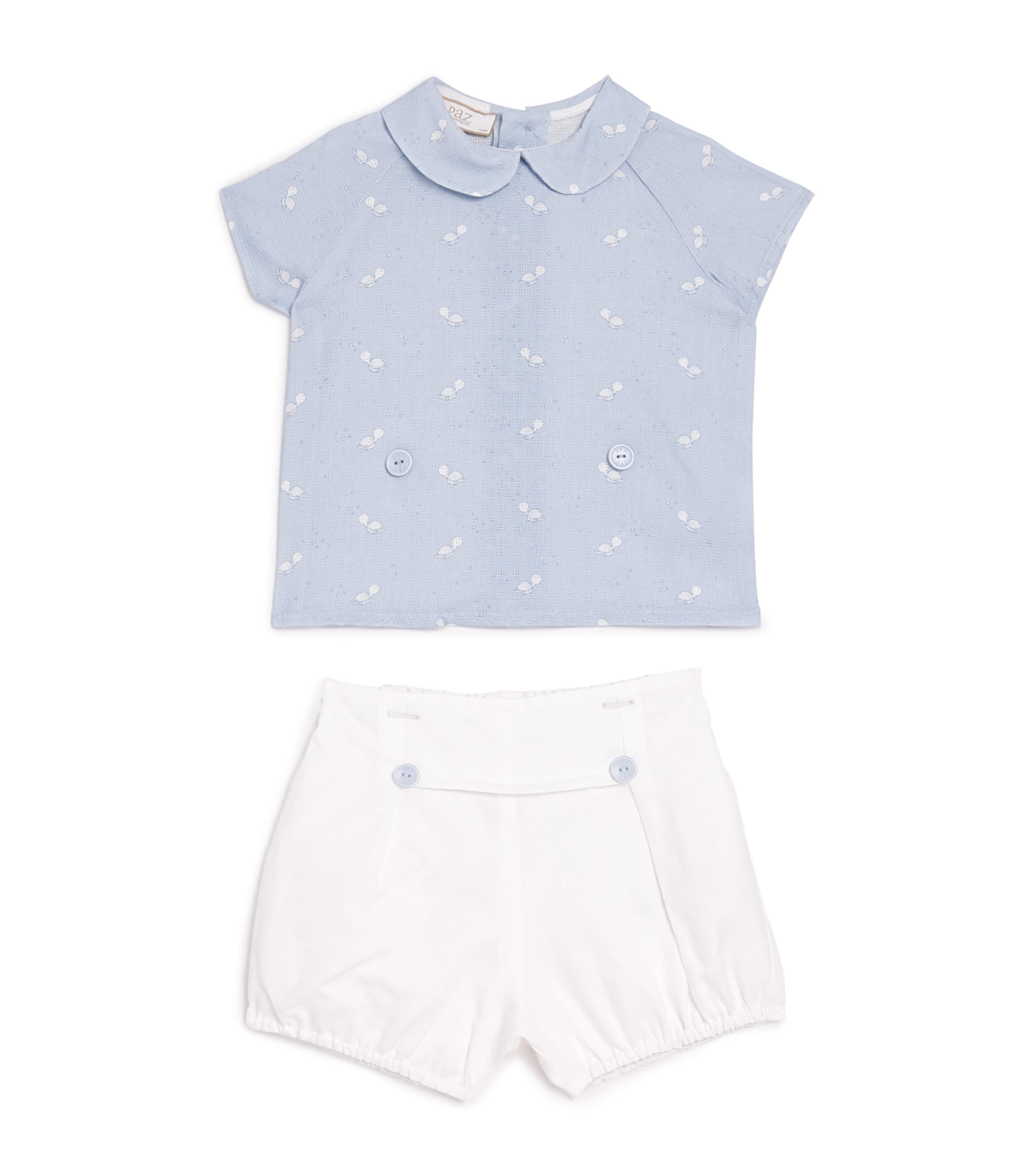 Linen Shirt and Shorts Set (1-24 Months) 801 T2075 SKY BLUE Image 1
