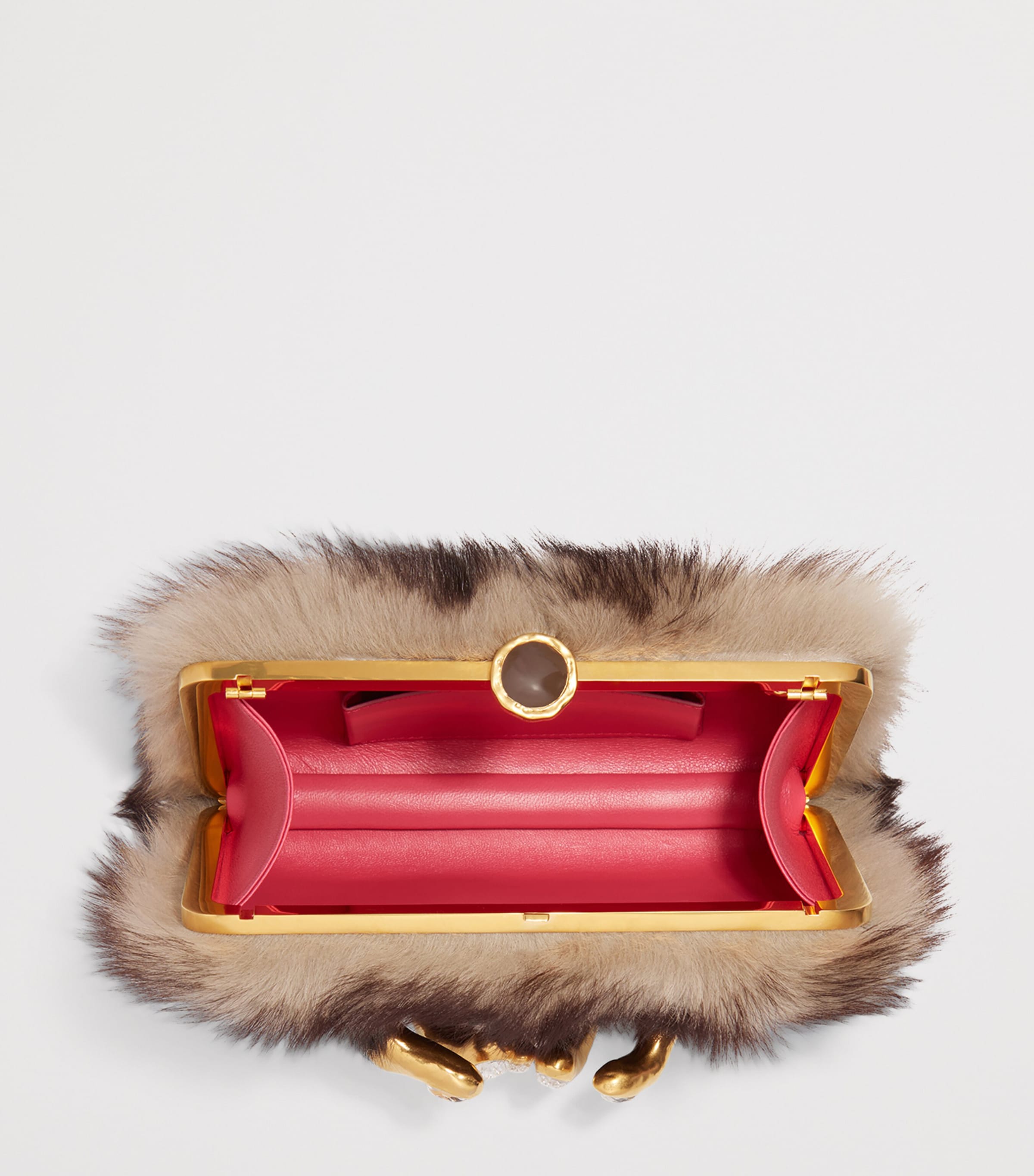 Schiaparelli Lambskin Velvet Hand In Hand Clutch Bag Beige Image 5