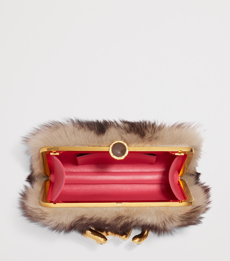 Schiaparelli Lambskin Velvet Hand In Hand Clutch Bag Beige Image 5