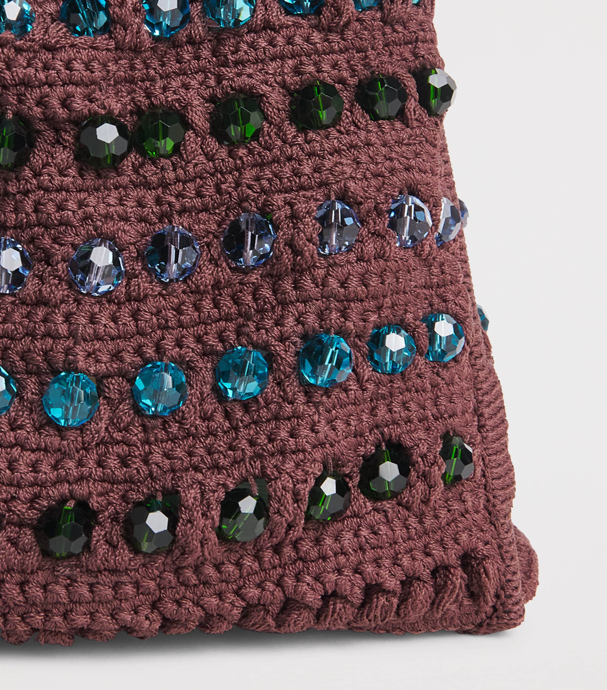 Sandro Paris Crochet Beaded Top-Handle Bag Brown Image 5
