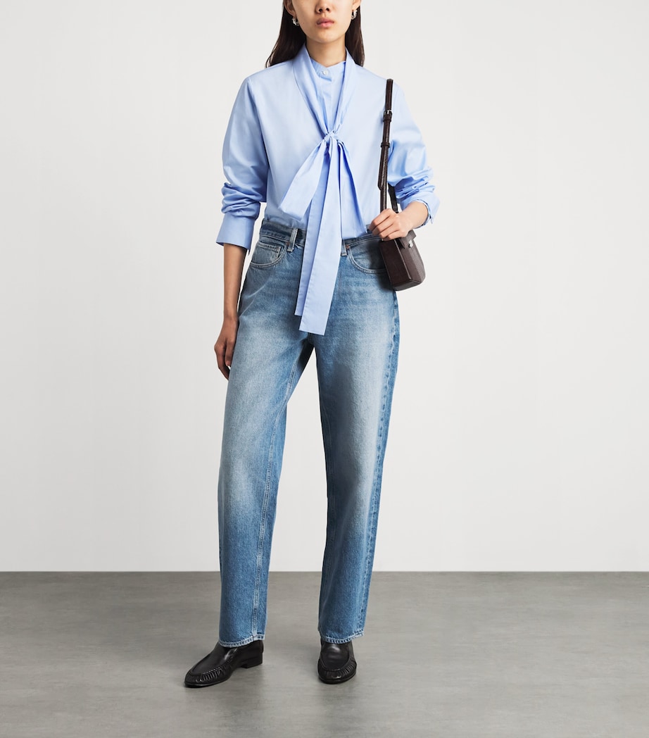 PAIGE Womens High-Rise Tapered Emilie Jeans Mariners Image 2