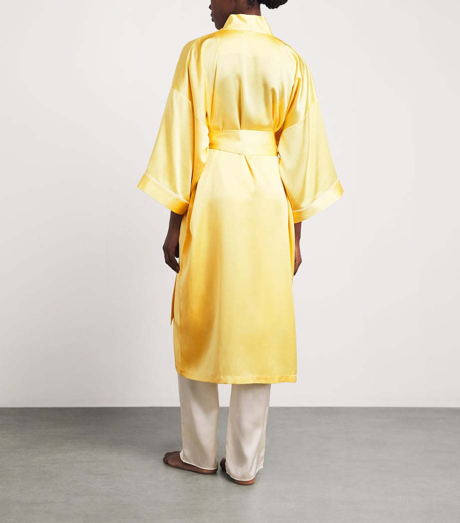 Olivia von Halle Womens Silk Sabine Night Robe Limon Image 4