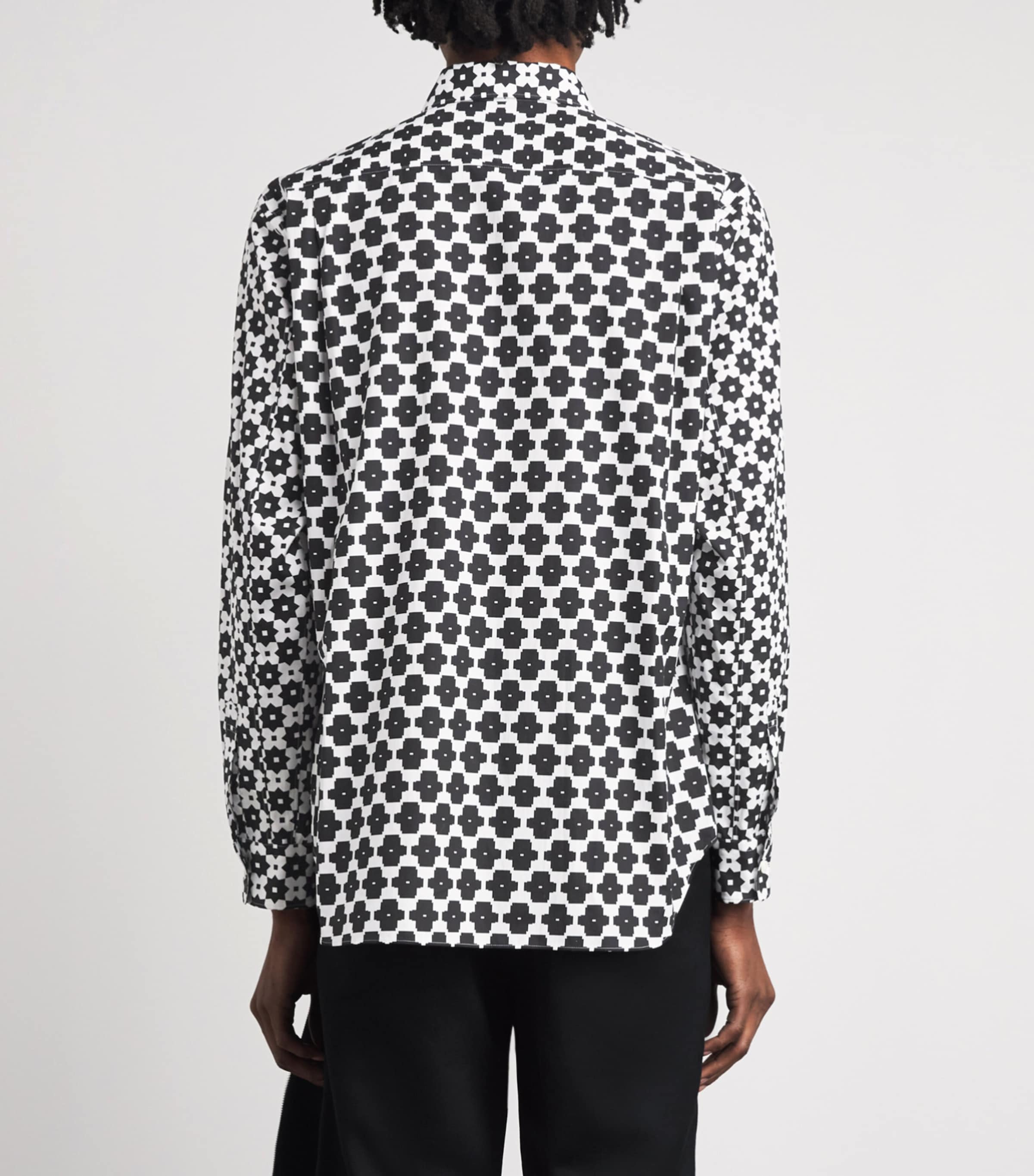 Comme Des Garçons Homme Plus Mens Cotton Floral Zip-Detail Shirt White/black Image 5