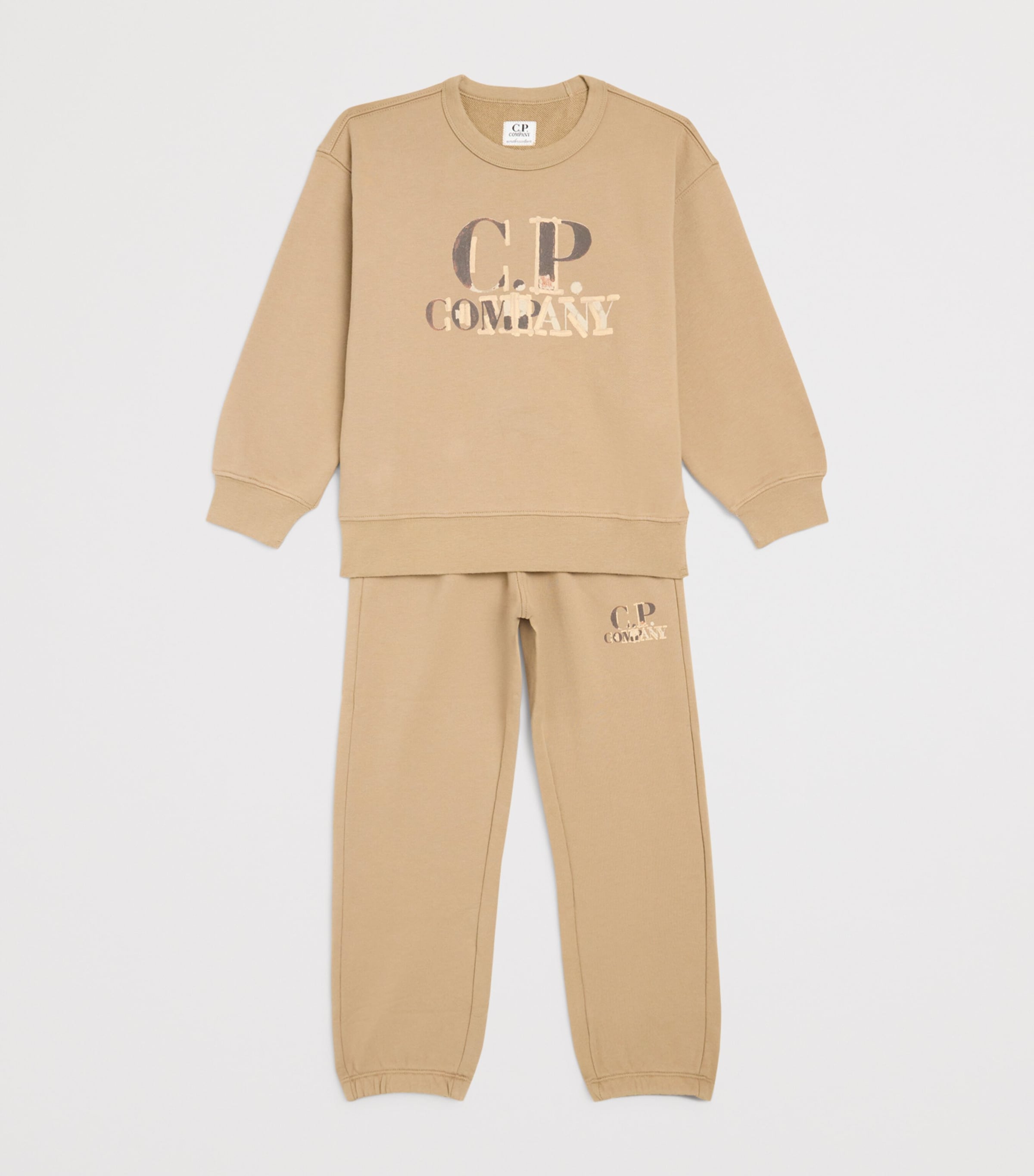 C.P. Company Kids Cotton Logo Tracksuit (4-14 Years) Tan Image 3