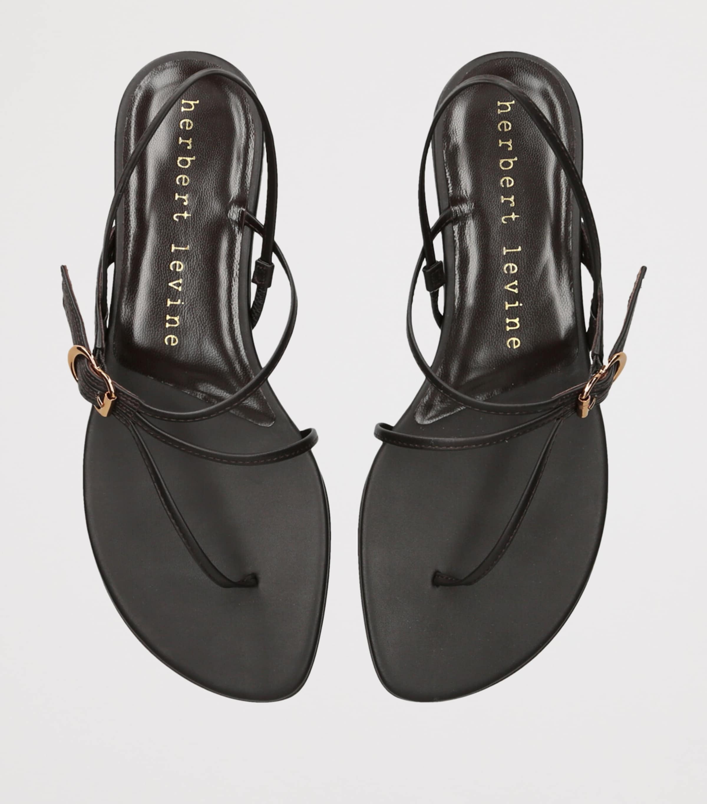 Herbert Levine Leather Starry Eyed Flat Sandals Dark Brown Image 3