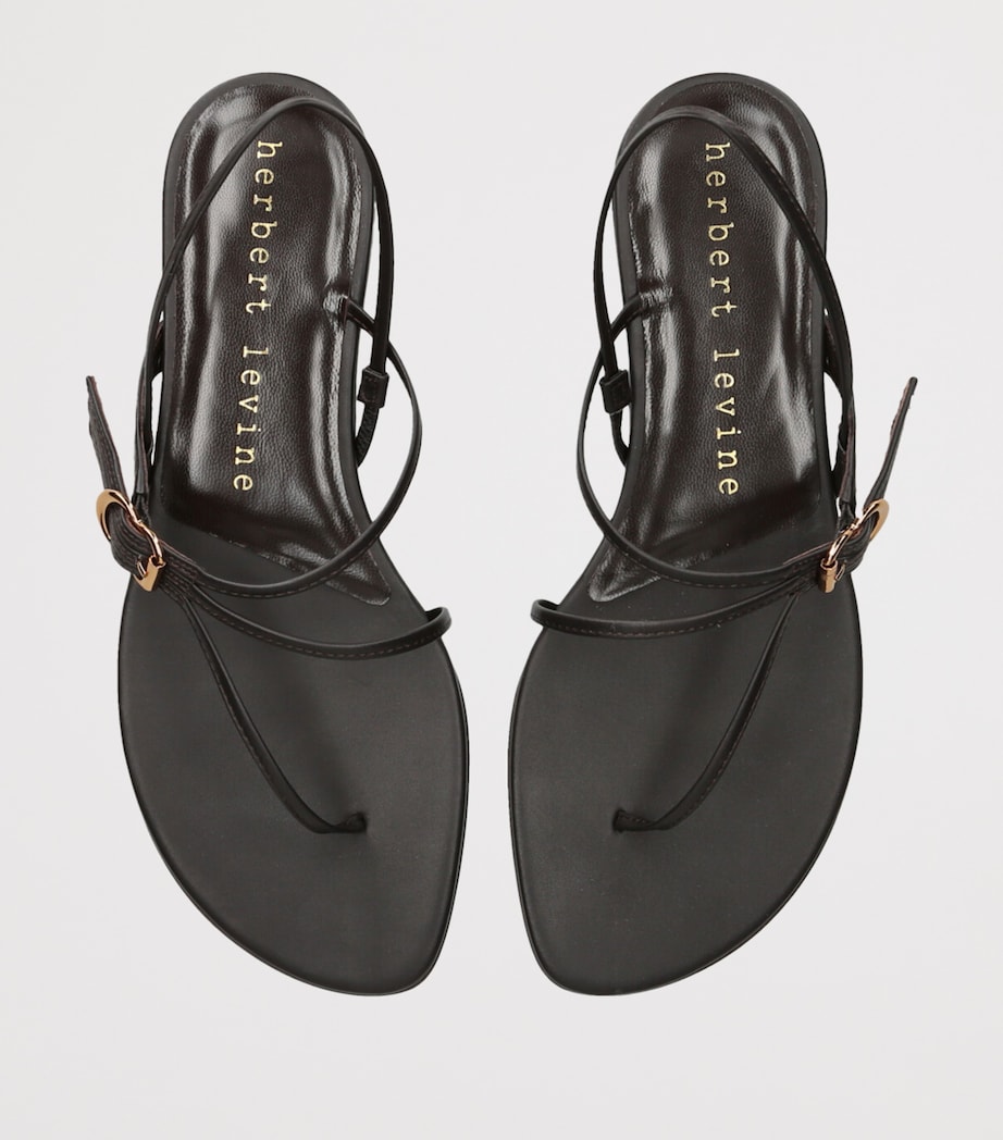 Herbert Levine Leather Starry Eyed Flat Sandals Dark Brown Image 3
