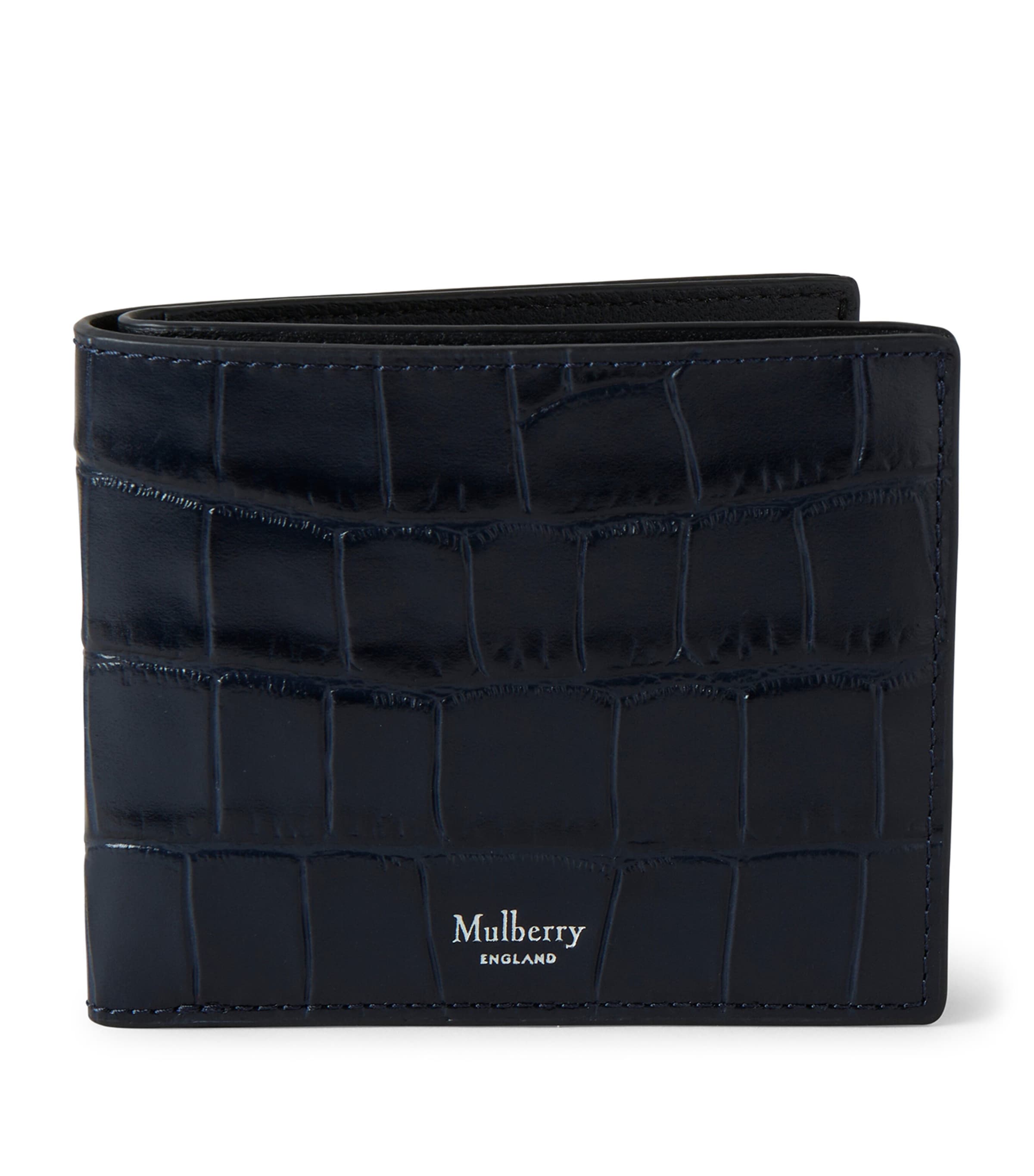 Mulberry Croc-embossed Leather 8 Card Wallet In Black