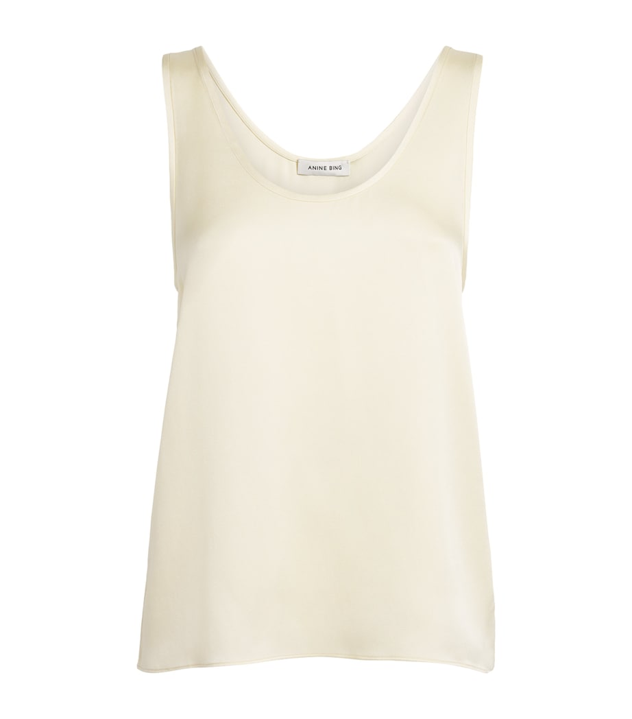 ANINE BING Womens Silk Lea Tank Top Cream Image 1