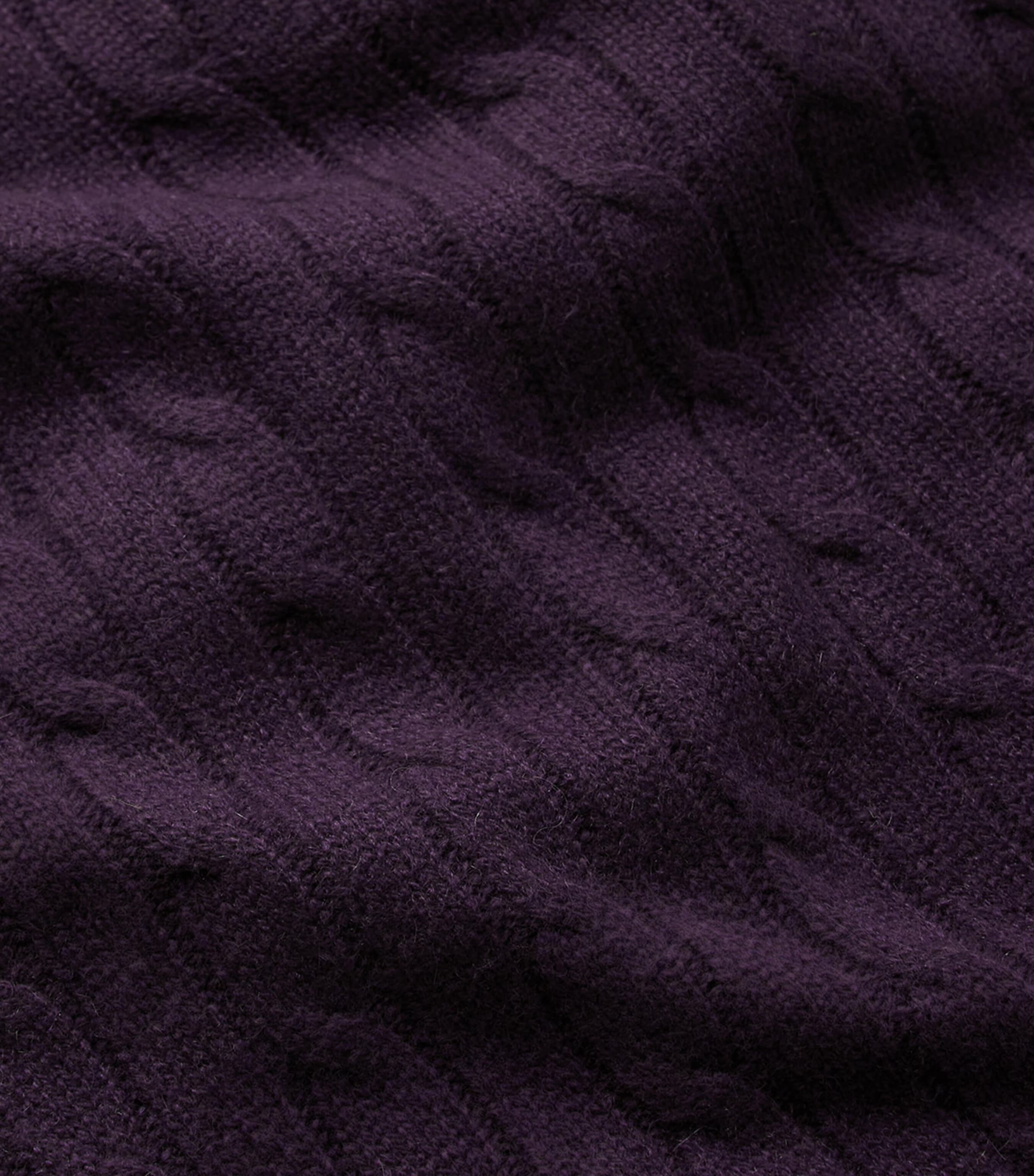 Ralph Lauren Home Cashmere Cable-Knit Throw (60cm x 60cm) Royal Purple Image 2