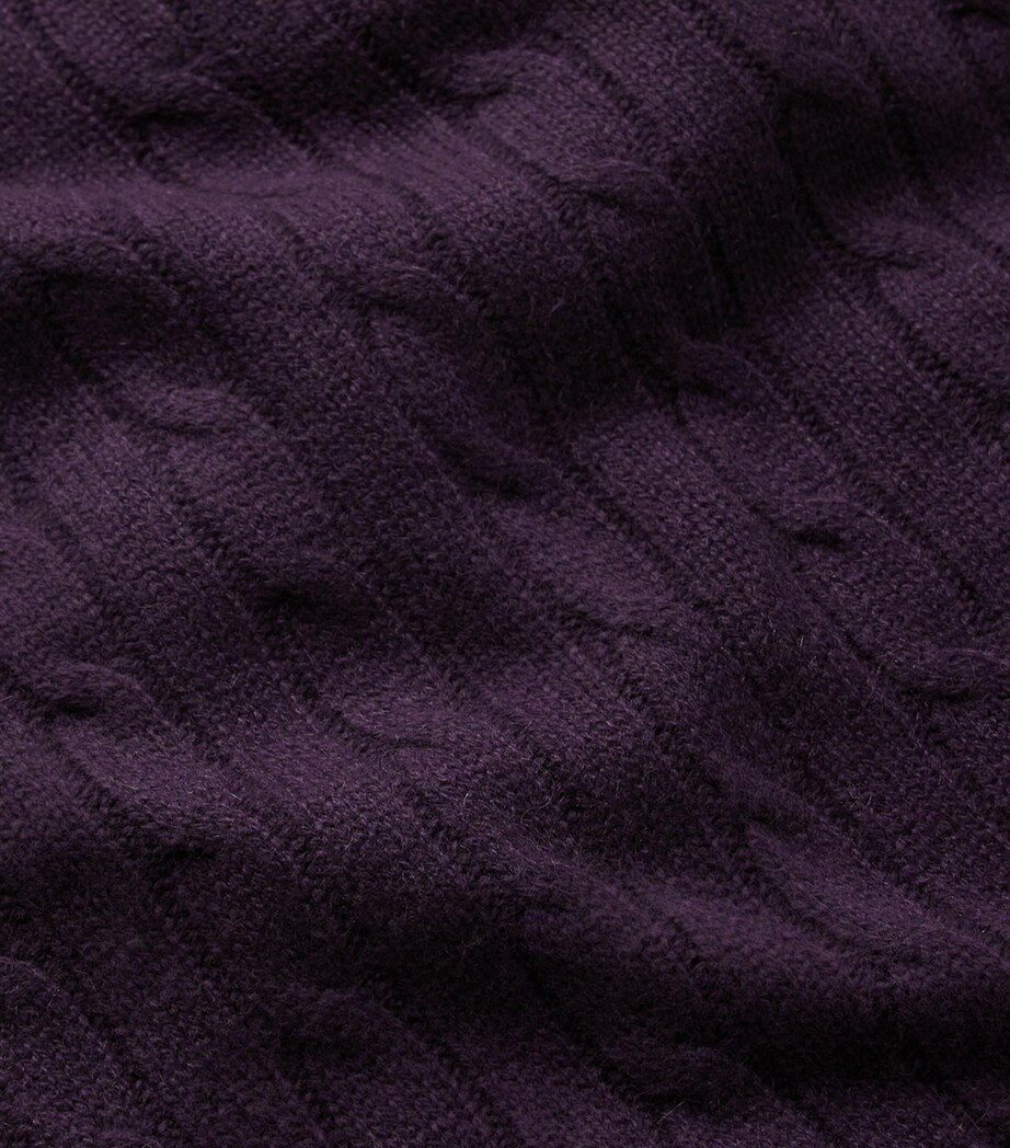 Ralph Lauren Home Cashmere Cable-Knit Throw (60cm x 60cm) Royal Purple Image 2