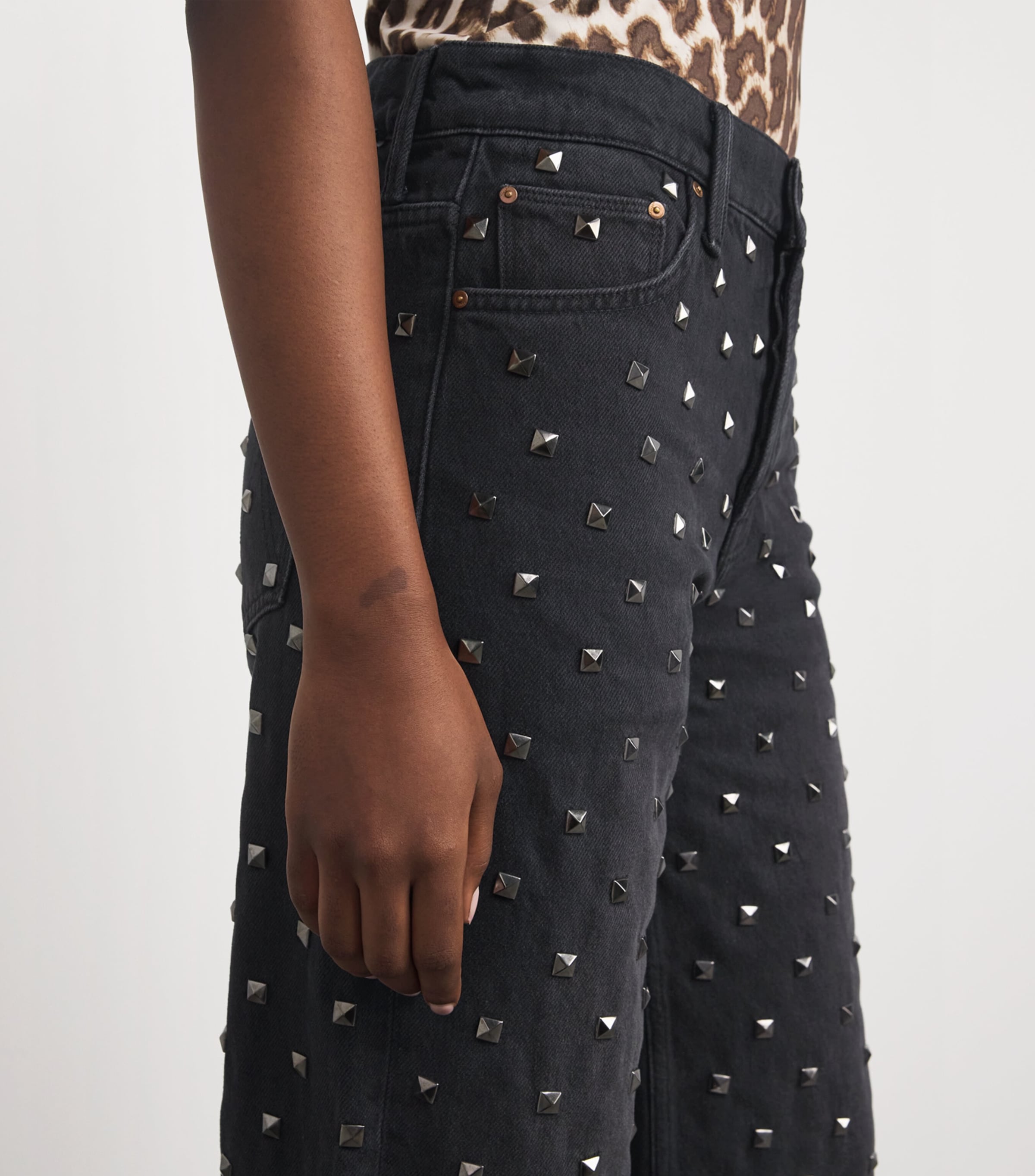 MOTHER Womens SNACKS! The Smoothie Sneak Wide-Leg Jeans Nails For Dinner Image 6