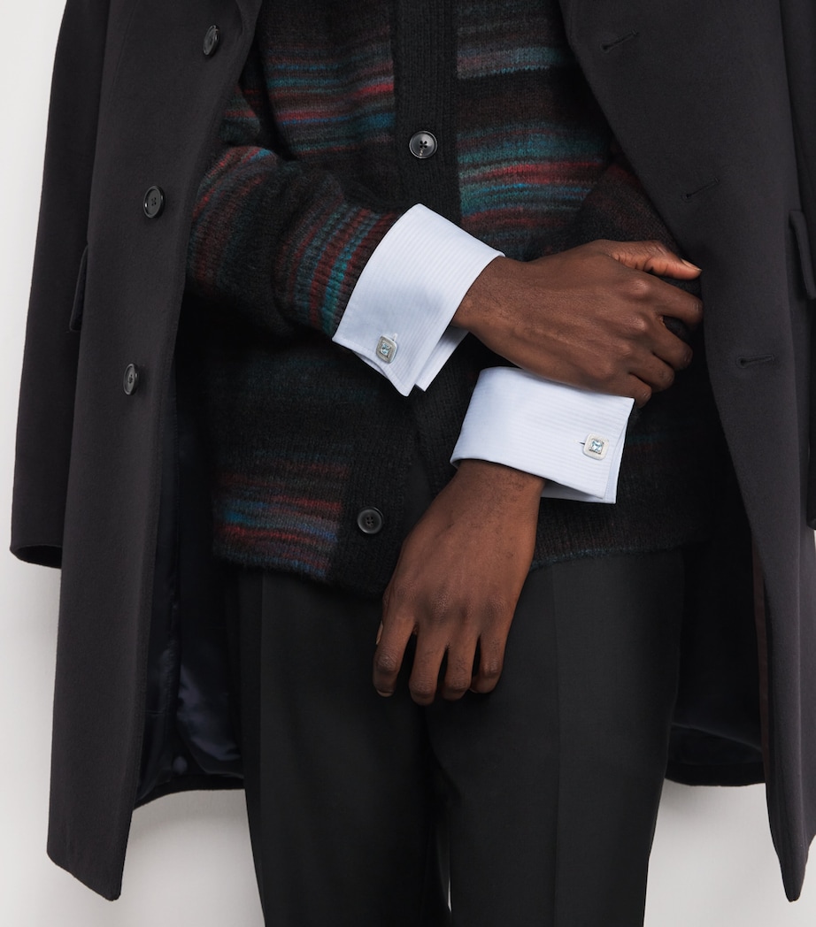 Sterling Silver Reffrato Cufflinks BLUE Image 2