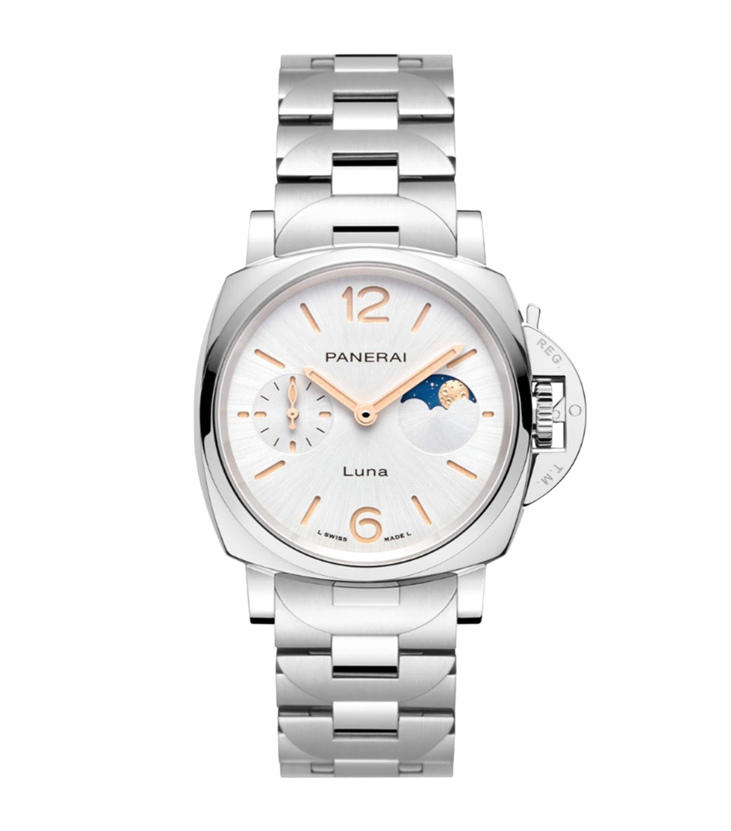 Stainless Steel Luminor Due Luna Watch 38mm WHITE Image 1