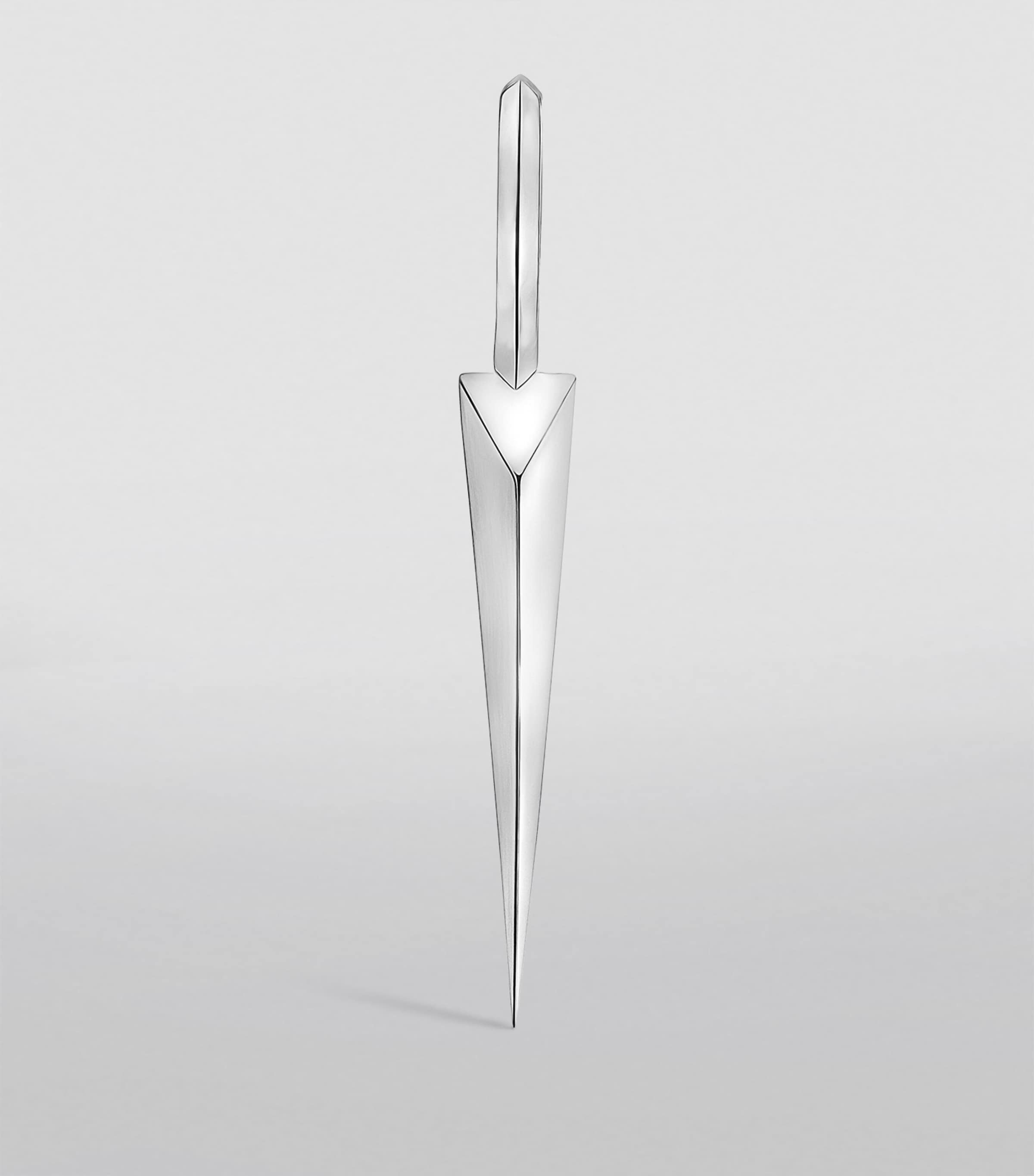 White Gold Faceted Grand Spike Hoop Earring (9.5mm) WHITE GOLD Image 4