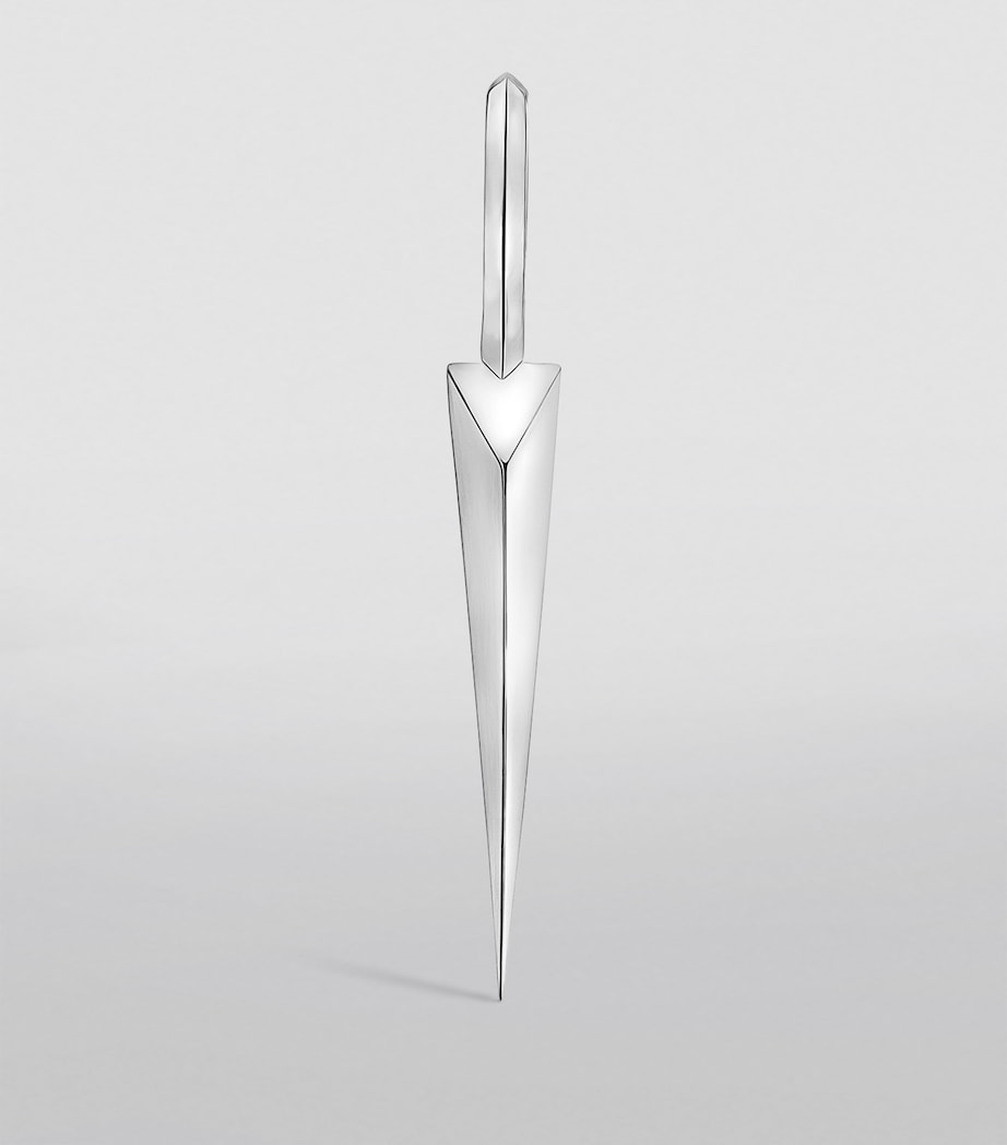 White Gold Faceted Grand Spike Hoop Earring (9.5mm) WHITE GOLD Image 4