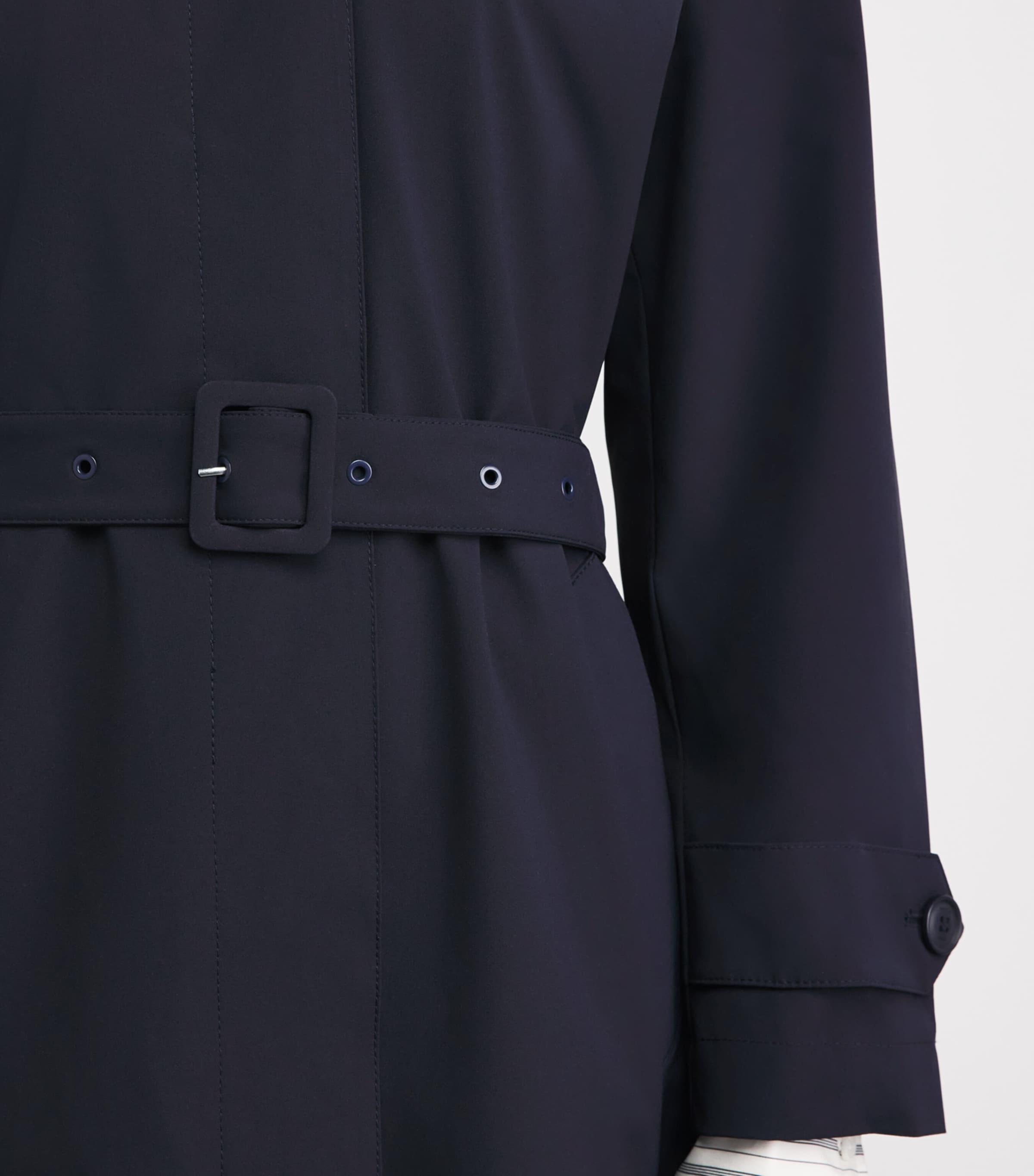 Maje Womens Rhinestone-Detail Trench Coat Navy Image 3