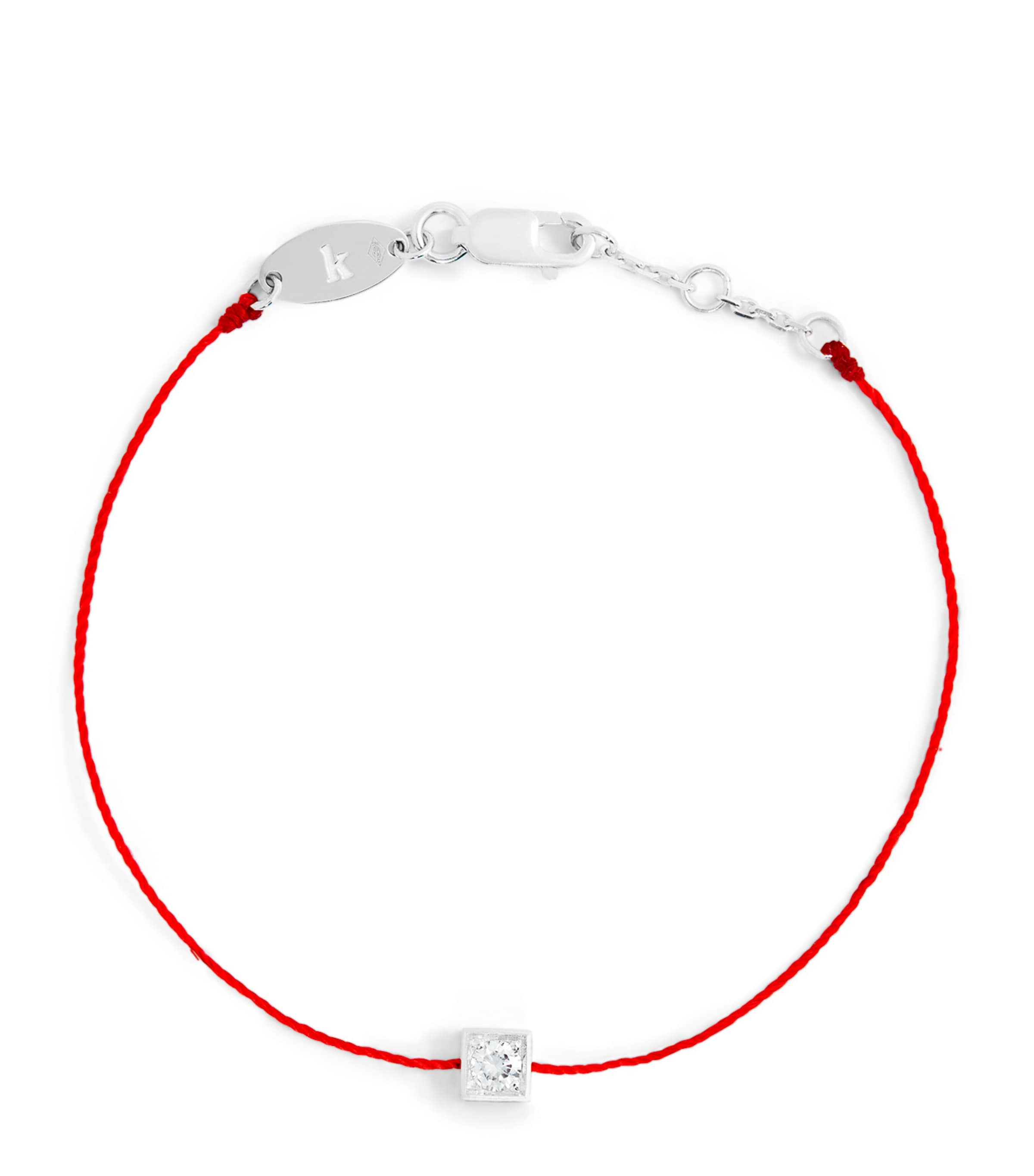 Redline White Gold And Diamond Cube Bracelet In Red
