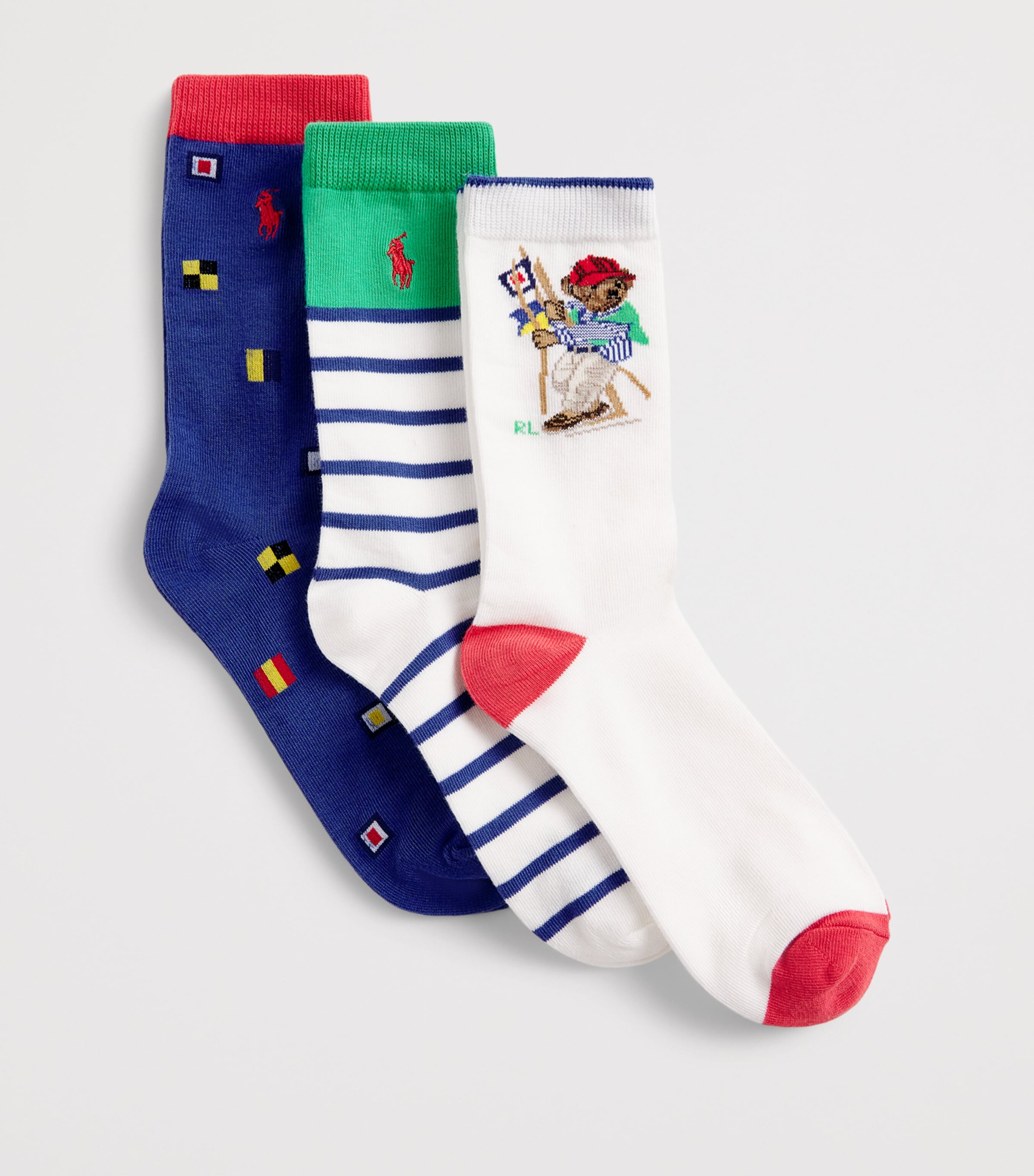 Ralph Lauren Kids Crew Socks (Pack of 3) White Ass Image 2