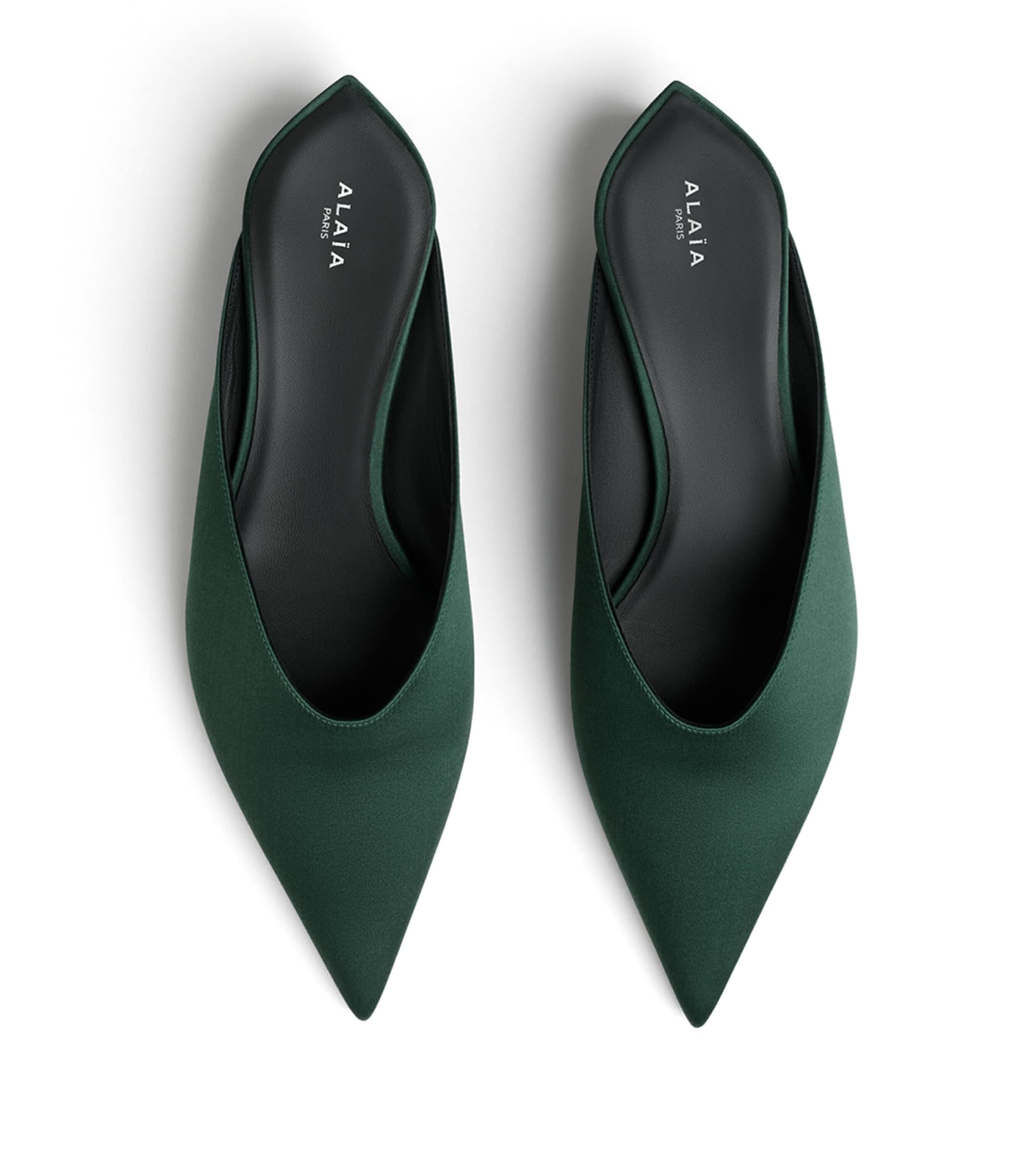 Alaïa Satin Invisible Wedge Mules 30 Green Lichen Image 2