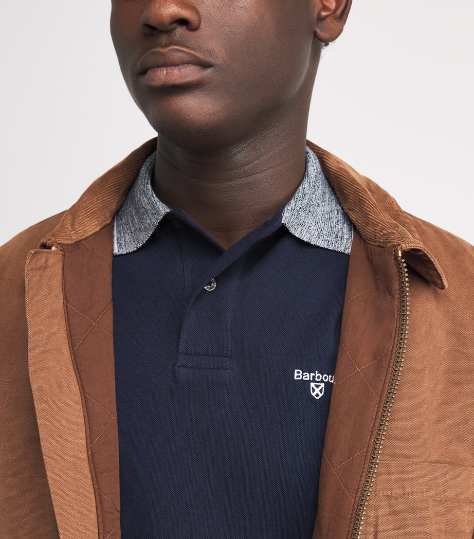 Barbour Mens Cotton Marlton Polo Shirt Navy Image 6