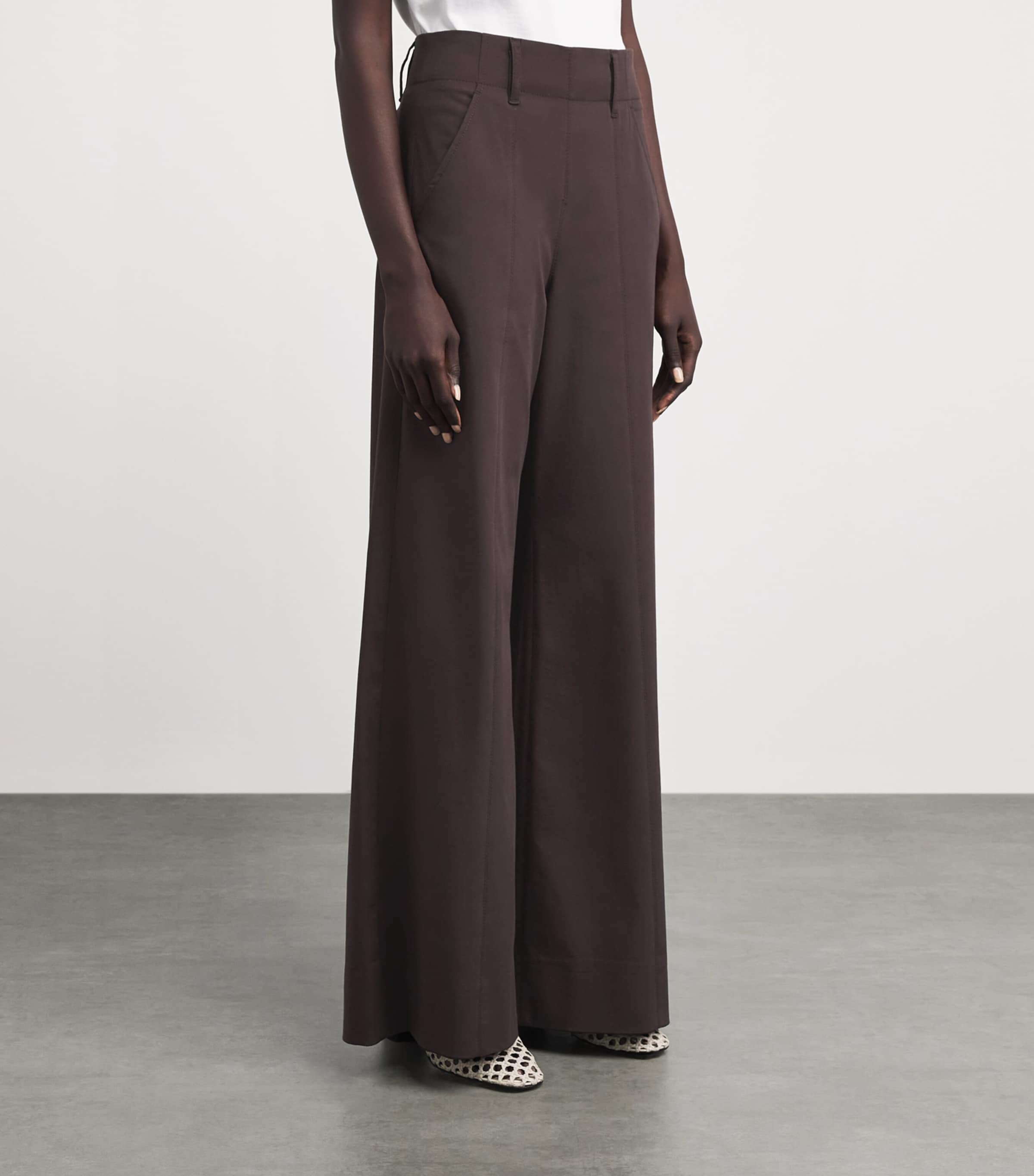 ME+EM Womens Very Wide-Leg Trousers Cocoa Brown Image 4