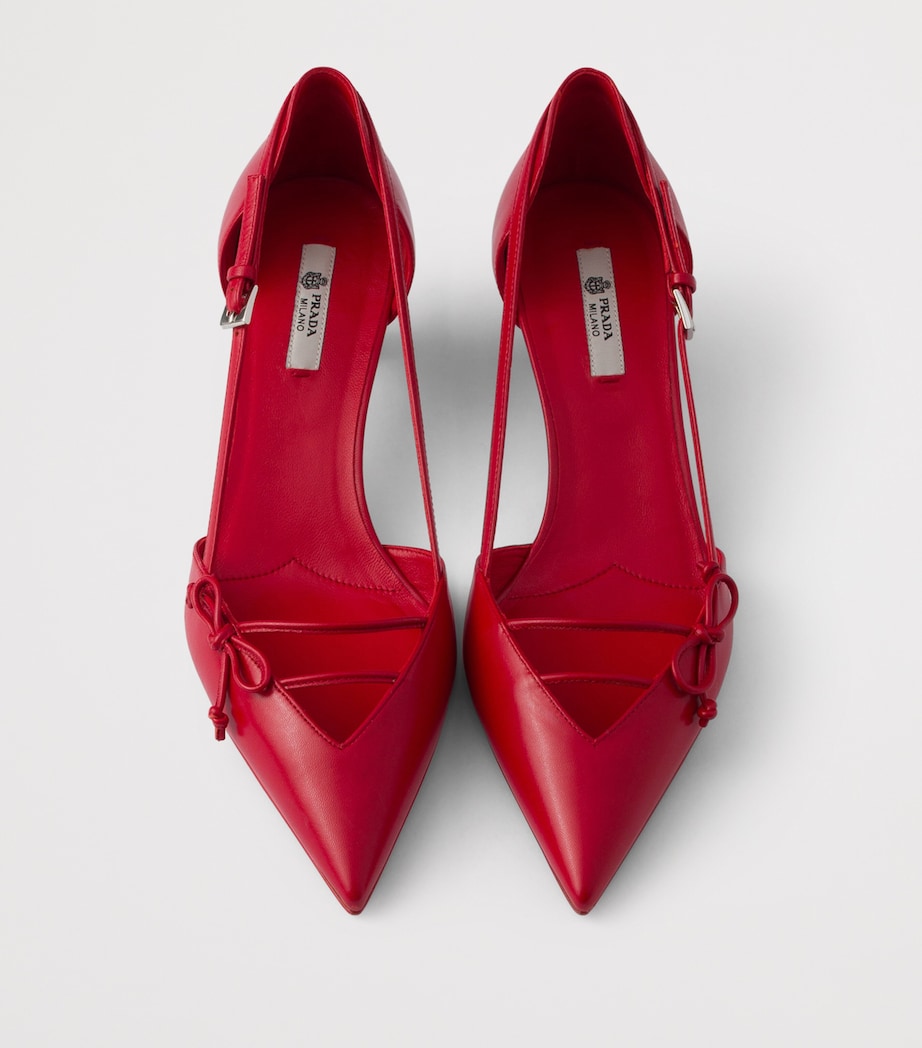 Prada Leather Open-Side Pumps 45 Red Image 4