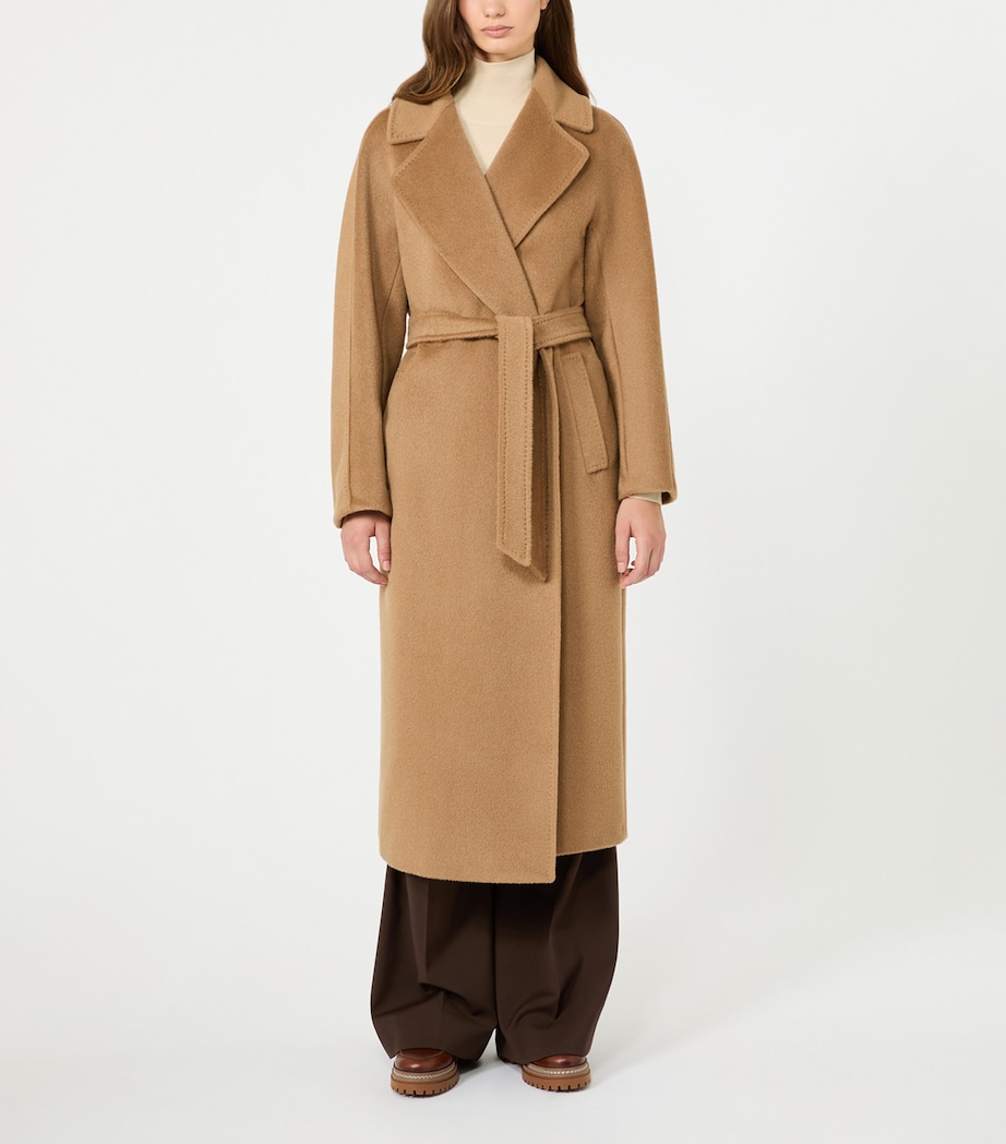 Weekend Max Mara Womens Wool-Blend Belted Coat Camel Image 3