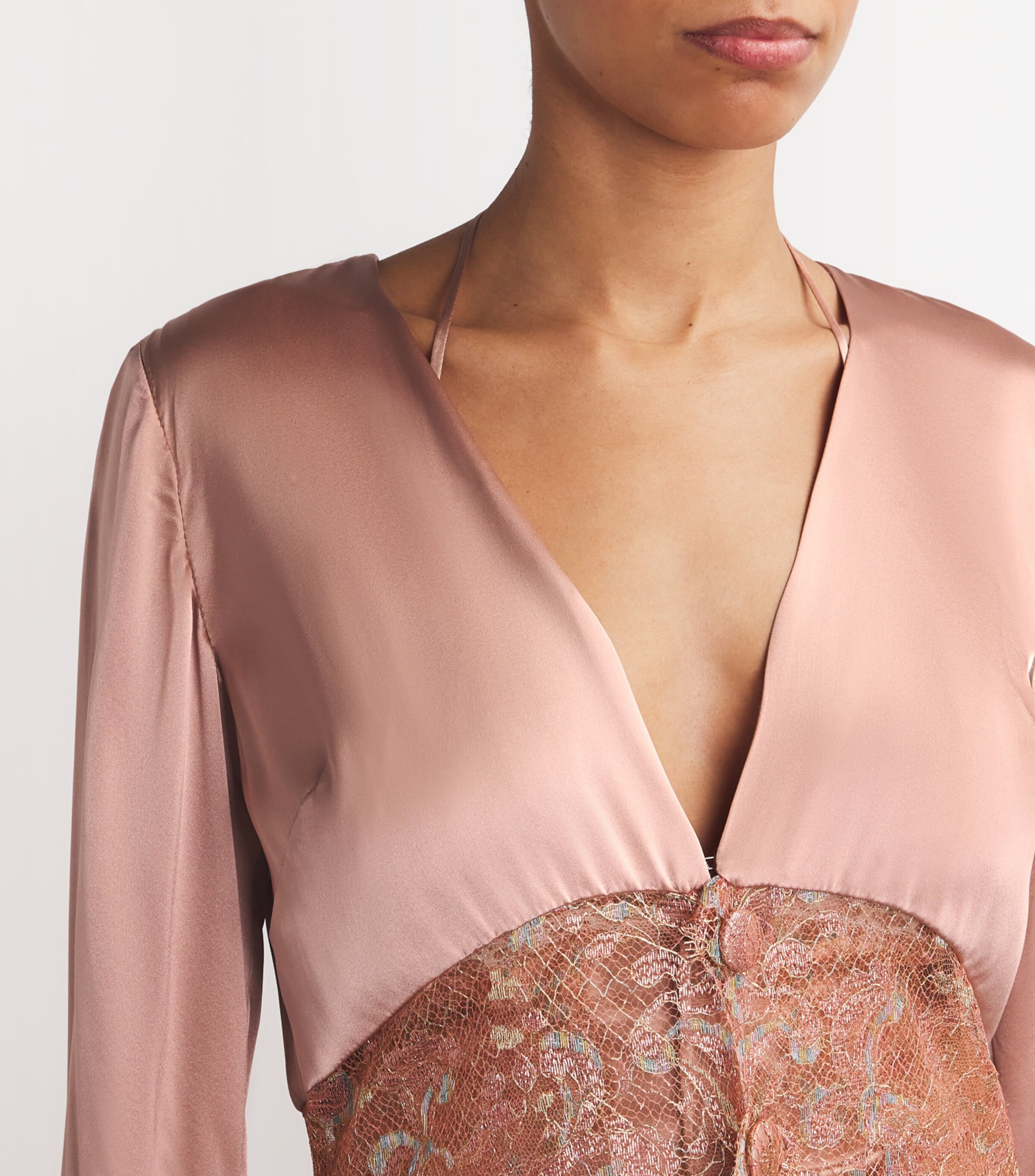 TORLOWEI Womens Silk Sophia Long Kimono Old Rose/multi Image 6