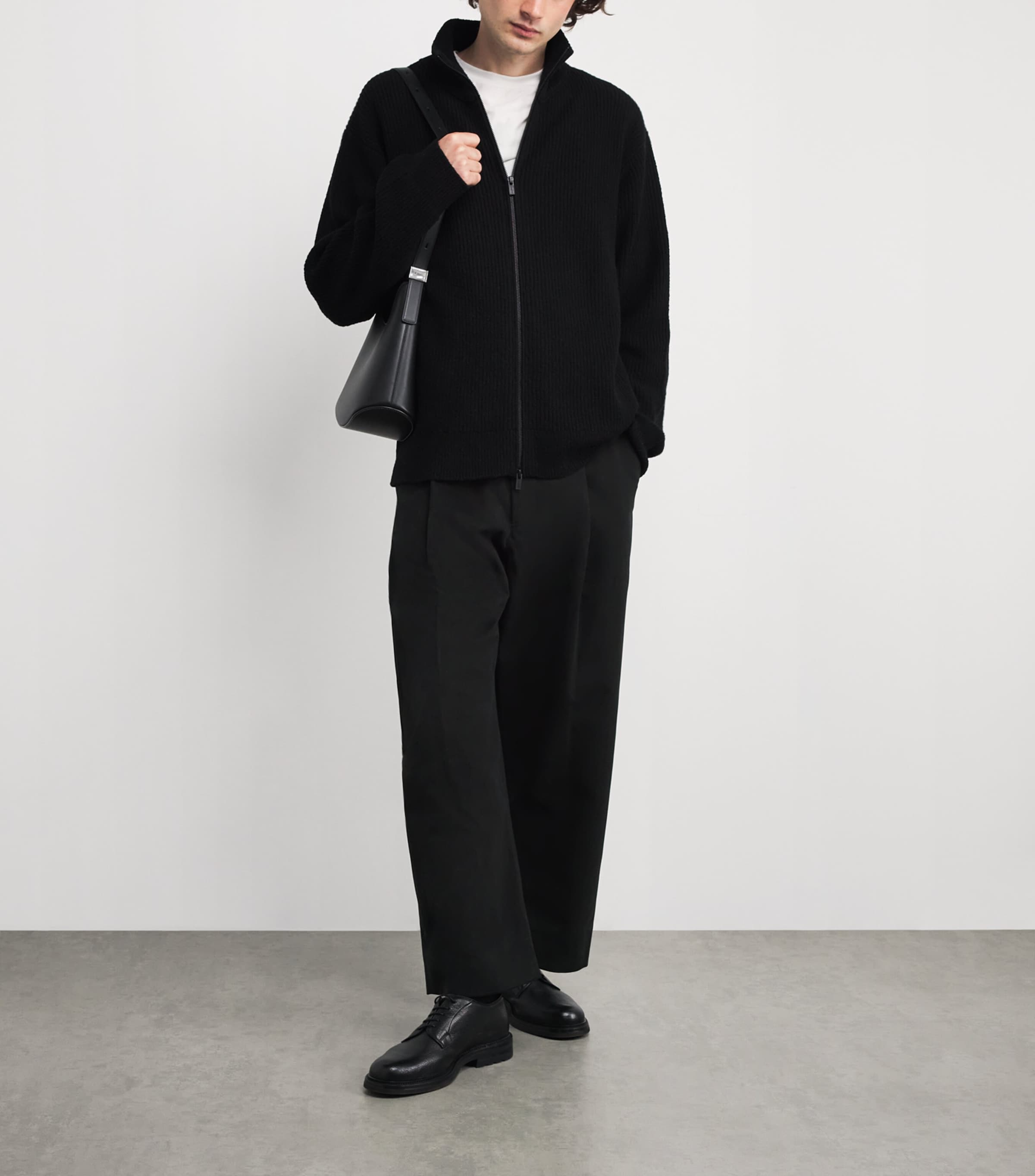 Studio Nicholson Black Cotton Pleated Sorte Trousers | Harrods UK