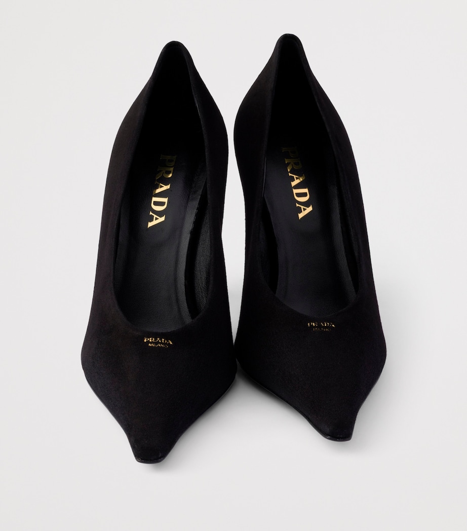 Prada Suede Logo Pumps 90 Black Image 5
