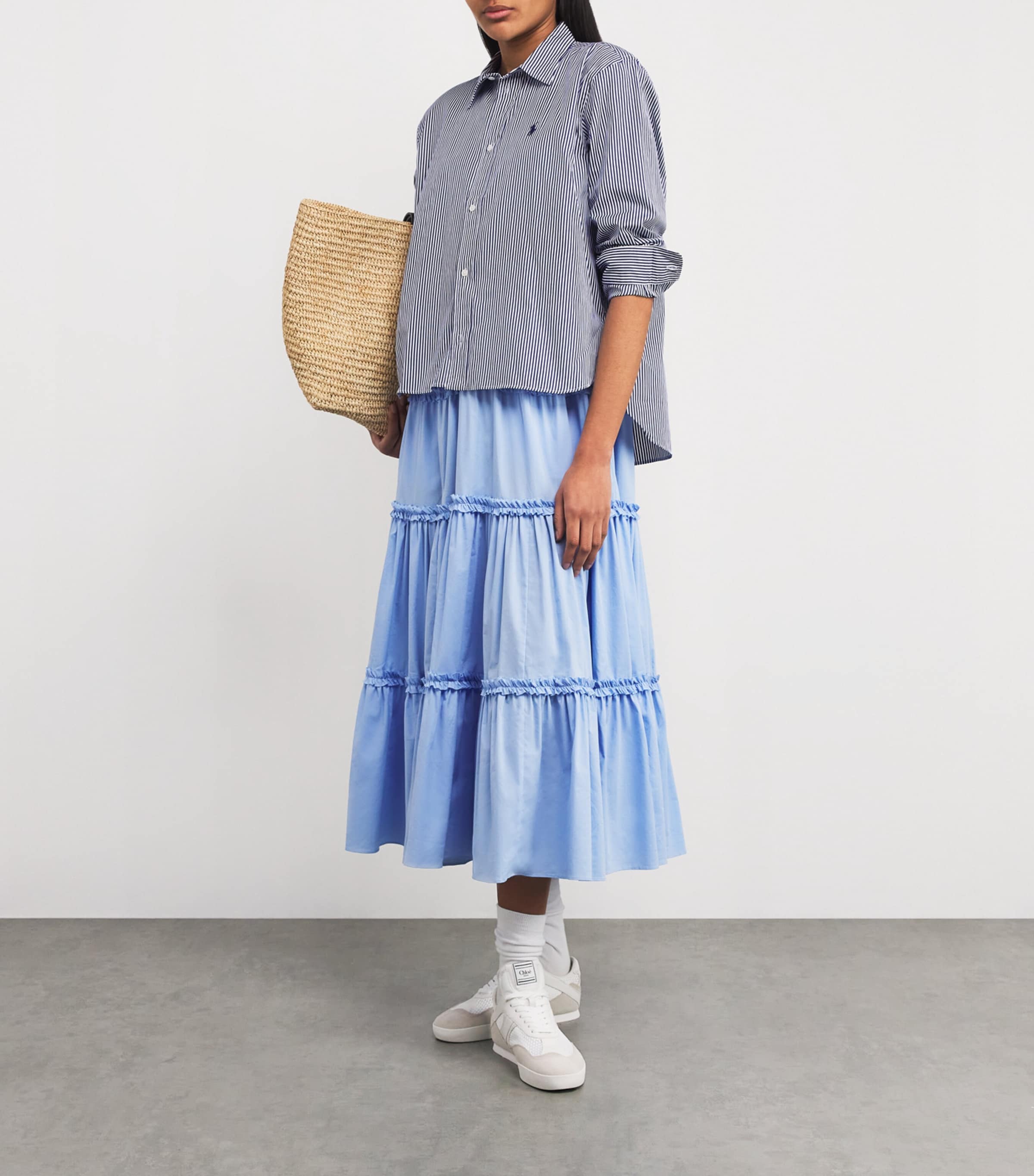 Polo Ralph Lauren Striped Cropped Shirt White/blue Image 2