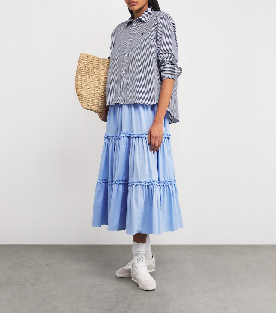 Polo Ralph Lauren Striped Cropped Shirt White/blue Image 2