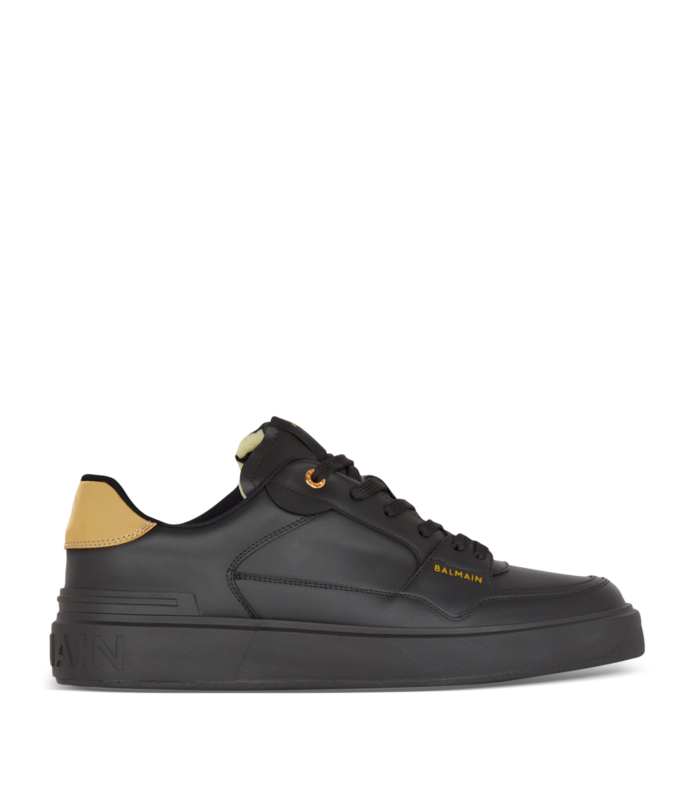 Balmain Black Leather B-Court Flip Sneakers | Harrods UK