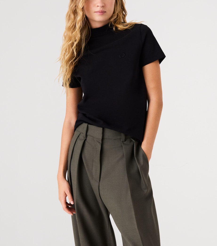 Maje Womens Cotton Back-Zip T-Shirt Black Image 5