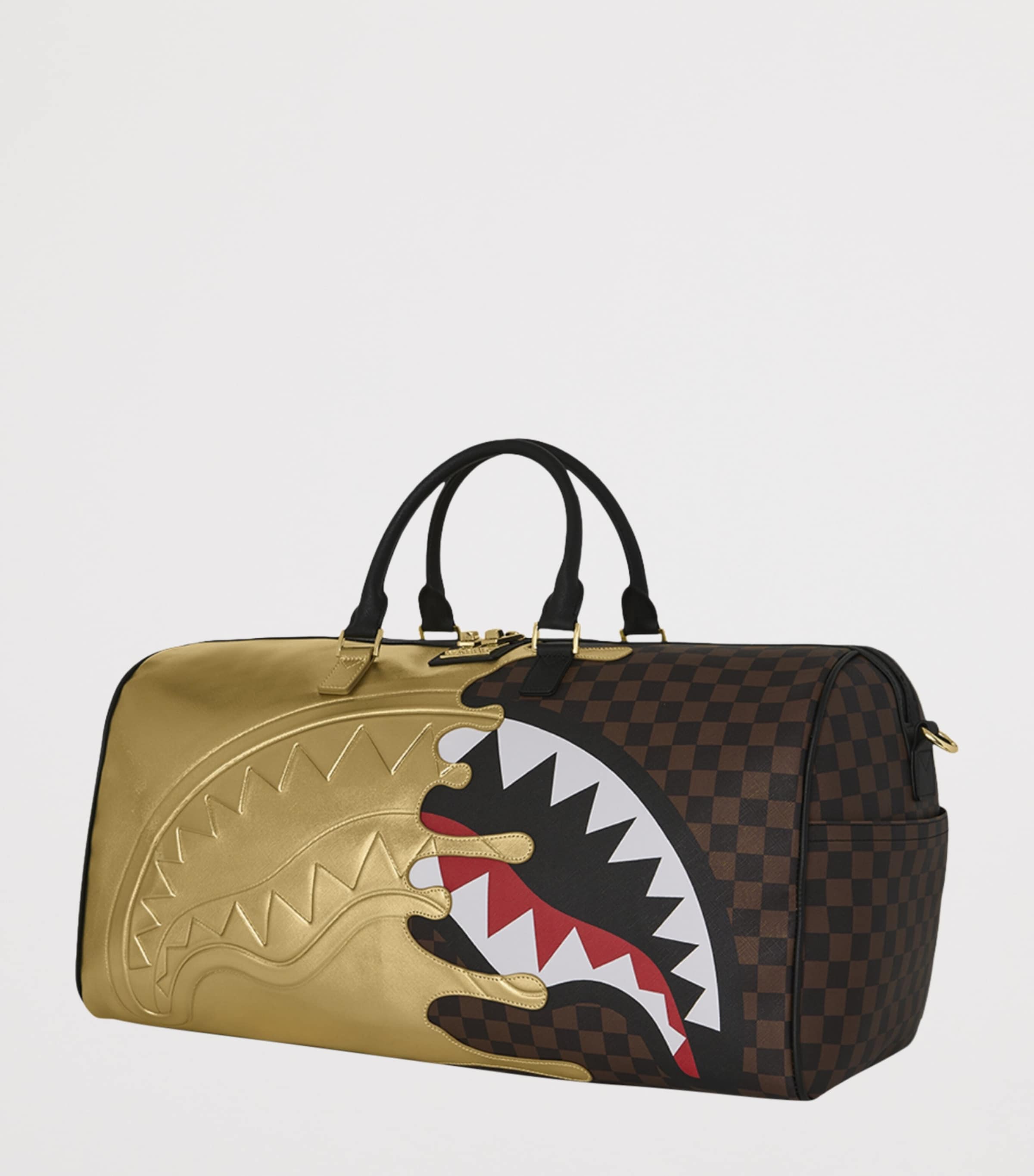 Sprayground Sharks In Paris Gold Drip Holdall Gold Image 3